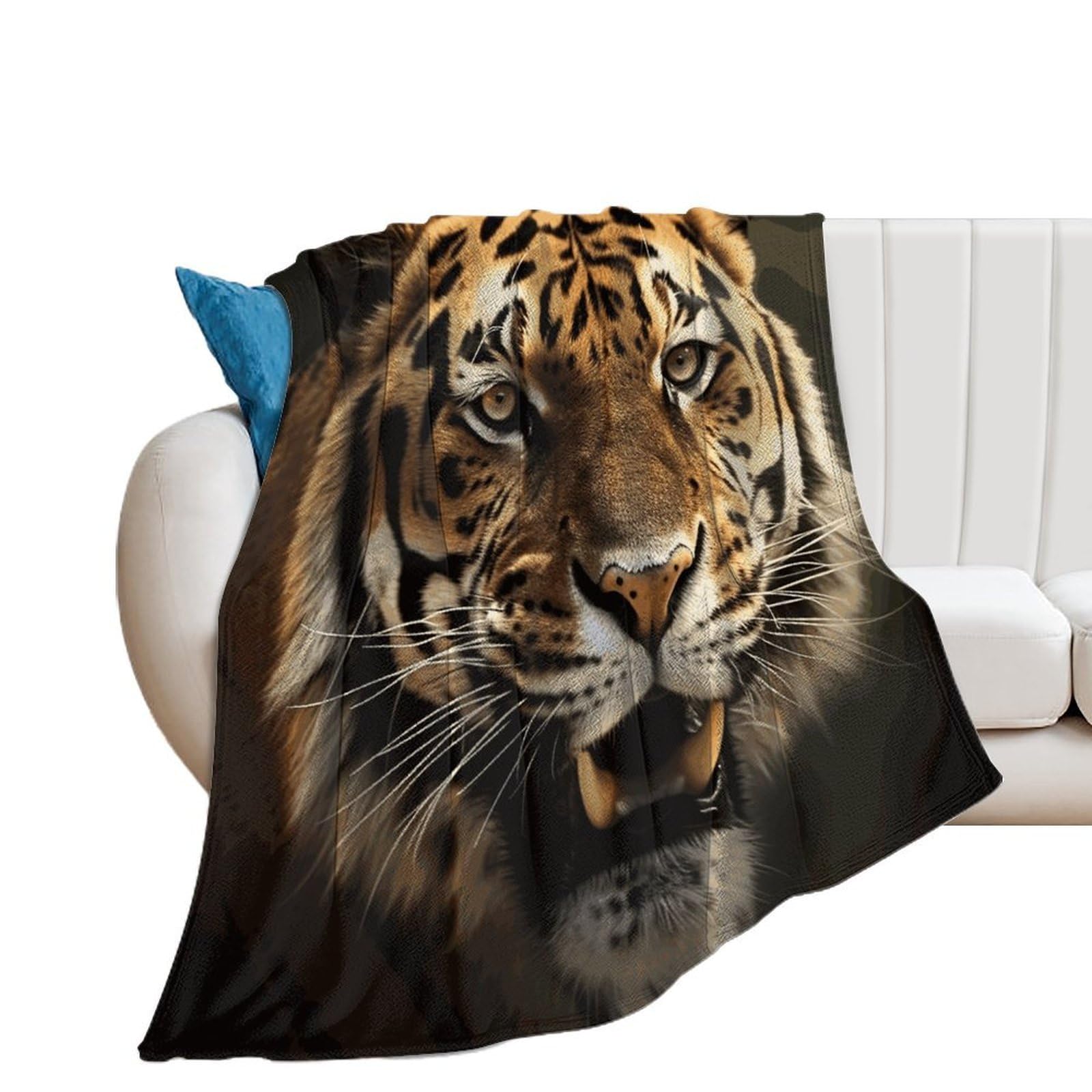 Tiger Throw Blanket for Couch Soft Cozy Flannel Bed Blanket Fuzzy Decorative Blanket Warm Lightweight Throw Blanket All-Season Home Decor Gift for Home Office Sofa 50"*60"（130 * 150cm）