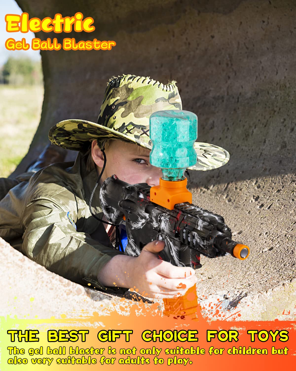 Splatter Ball Gun, Gel Blaster Toy Gun with 2 Rechargeable Batteries