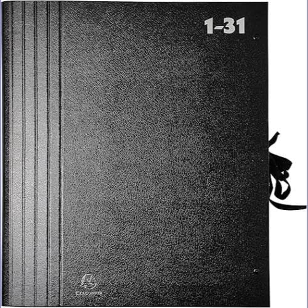 Exacompta - Réf. 61650B - 1 trieur accordéon grande capacité - intérieur en carte recyclée - fermeture par ruban - 32 compartiments numériques de 1 à 31 - dim 38,5x24 cm - pour A4 - couleur noir