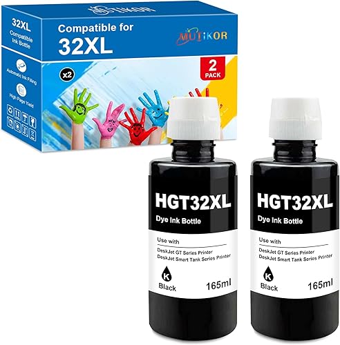 Botella de tinta negra compatible 32XL de repuesto para HP 32XL botella de tinta negra utilizada con impresoras HP Smart Tank Plus 551 555 651,