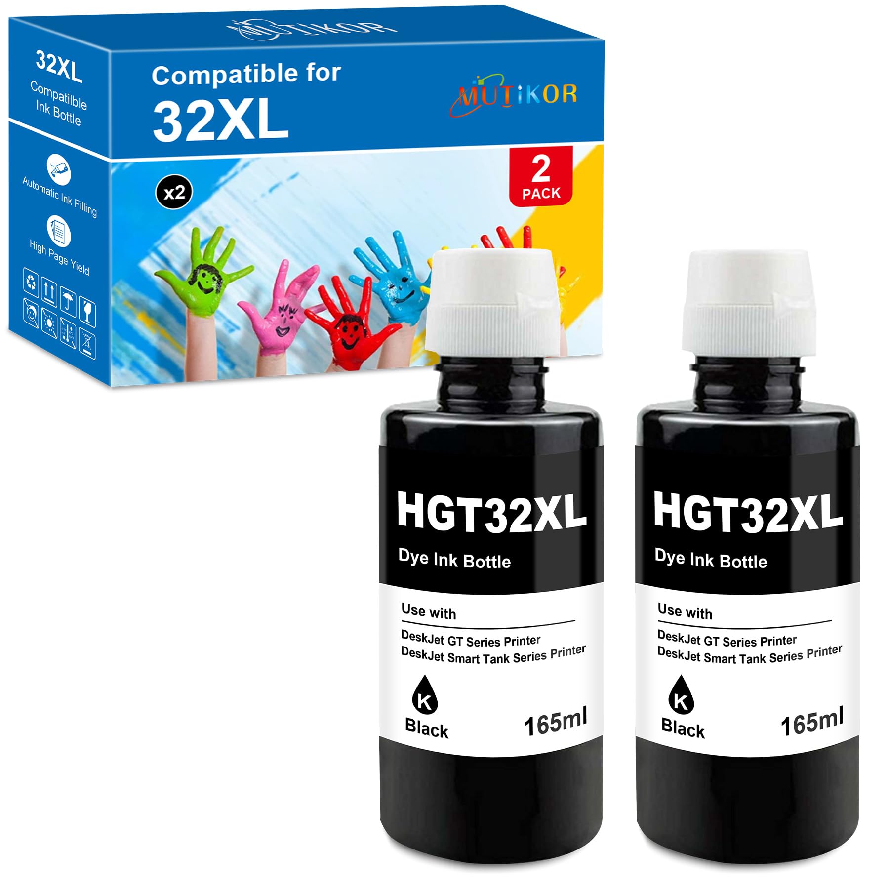 Mutikor Compatible 32XL Black Ink Bottle Replacement for HP 32XL Black Ink Bottle Used with HP Smart Tank Plus 551 555 651, Smart Tank 7301 7602 7001