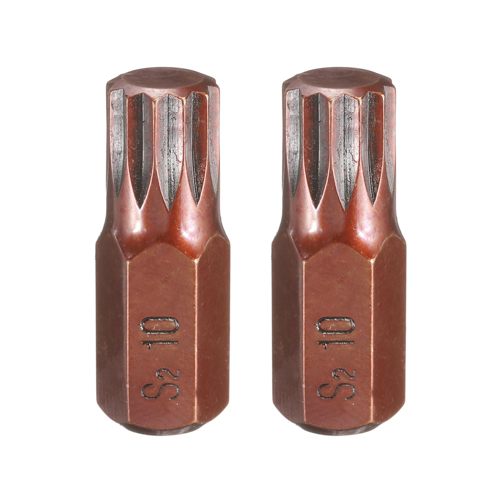 sourcing map 2pcs M10 Torx Screwdriver Bit 10mm Hex Shank 30mm Length S2 Steel Security Tamper Proof 12 Point Head Hex Screw Driver Bits