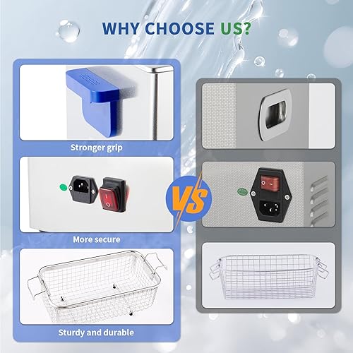 Miniatura 6 de DK SONIC Limpiador ultrasónico, limpiador ultrasónico de joyería de 2L 60W con calentador y temporizador mecánico, limpiador sónico para limpiar