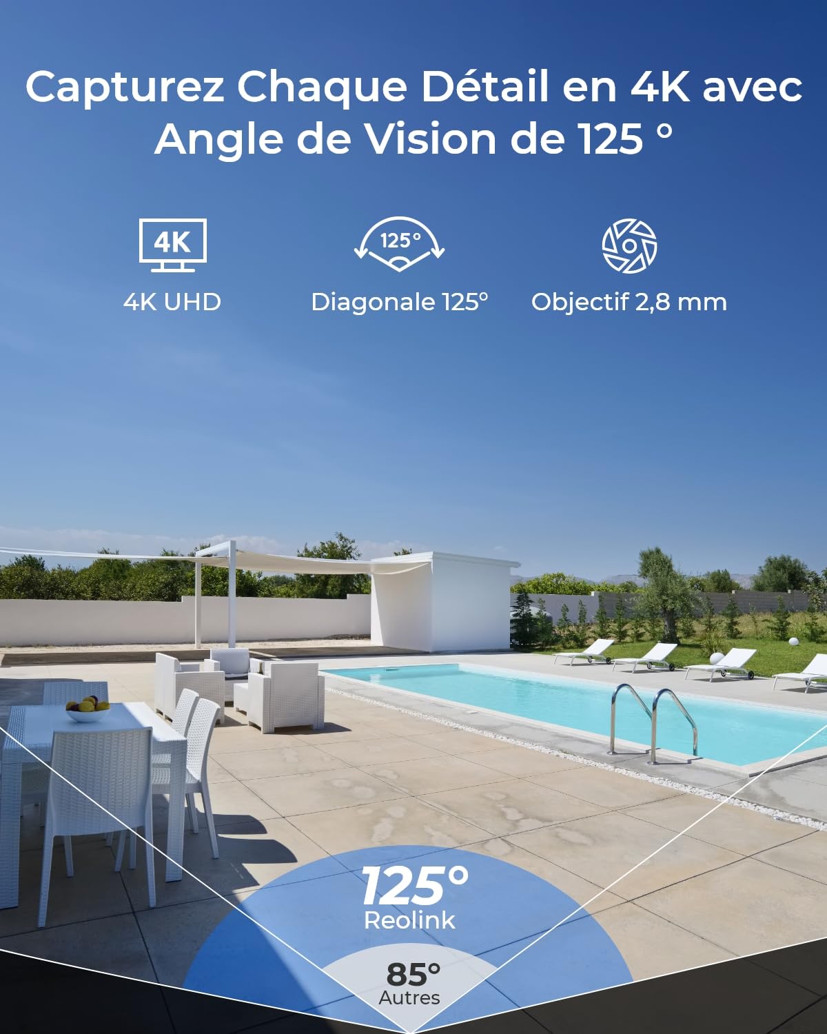 Reolink 4K Caméra de Surveillance PoE, 4X RLC-840A avec Anti-Vandalisme IK10, Détection Smart Personnes/Véhicules/Animaux, Ensemble 4K PoE NVR 8 Canaux avec Disque Dur de 2TO