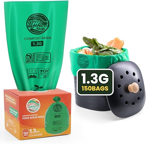 Miniatura 43 de Bolsas de abono de 1.3 galones, 100 unidades, pequeñas bolsas de basura compostables para encimera de cocina, contenedor de compost de 0.75, 1,1.2