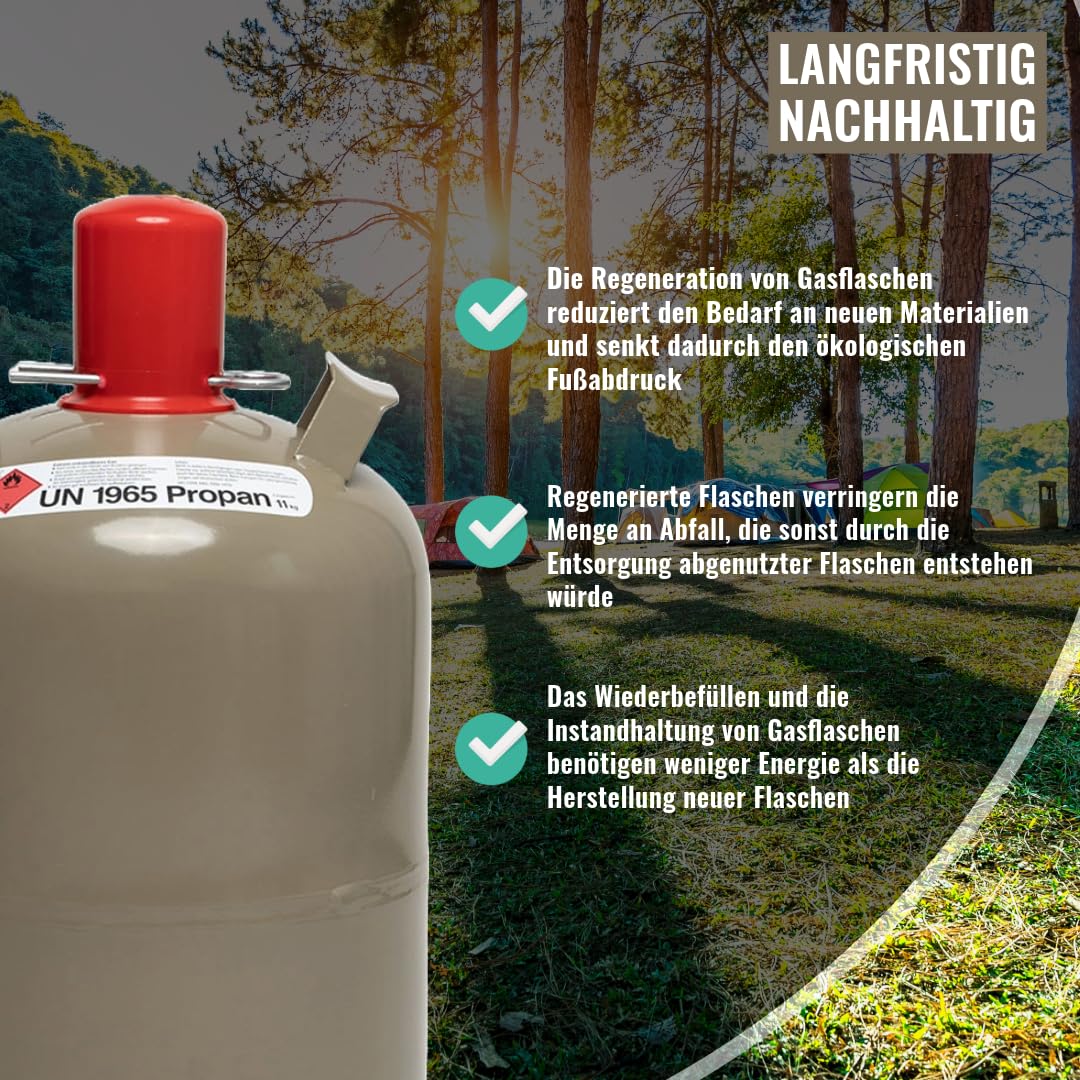 Bluecraft Eigentum Propan Gasflaschen 5kg und 11kg Regeneriert ungefüllt 10 Jahre geprüft für Gas-Grill, Gas-Kocher, Gas-Ofen, Reisemobile, Wohnwagen, Wohnmobil, camping (11 kg)