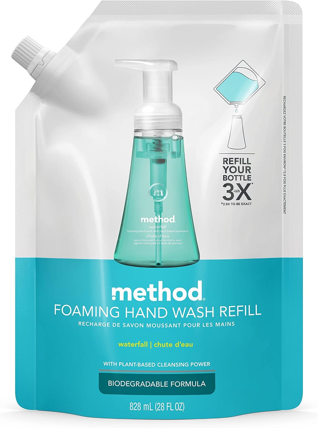 Method Foaming Hand Soap, Refill, Waterfall, 28 oz, 1 pack, Packaging May Vary