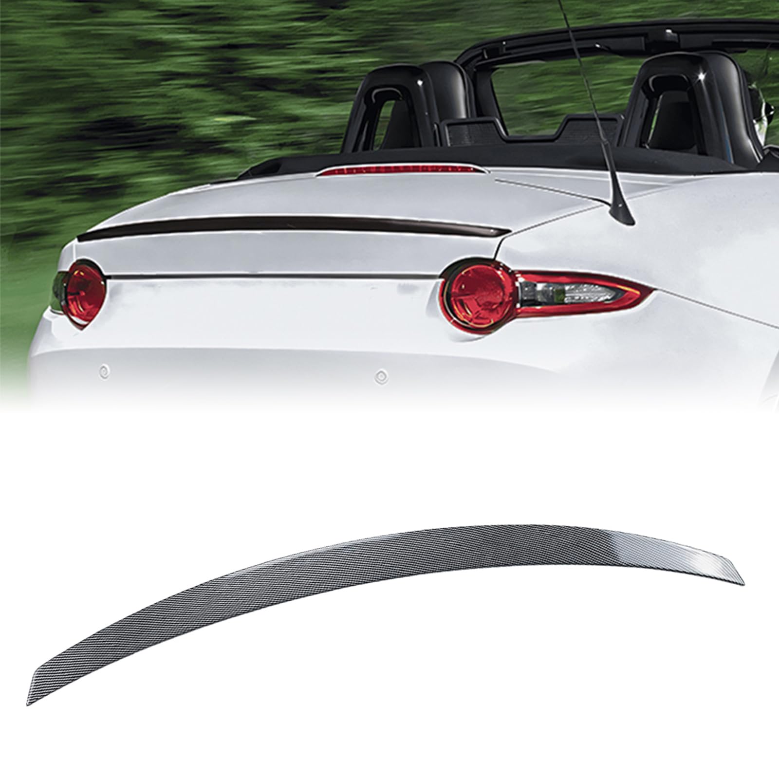Alerón Trasero para Maletero para Mazda MX-5 Miata ND 2016-2025 Aspecto de Fibra de Carbono Negro Brillante
