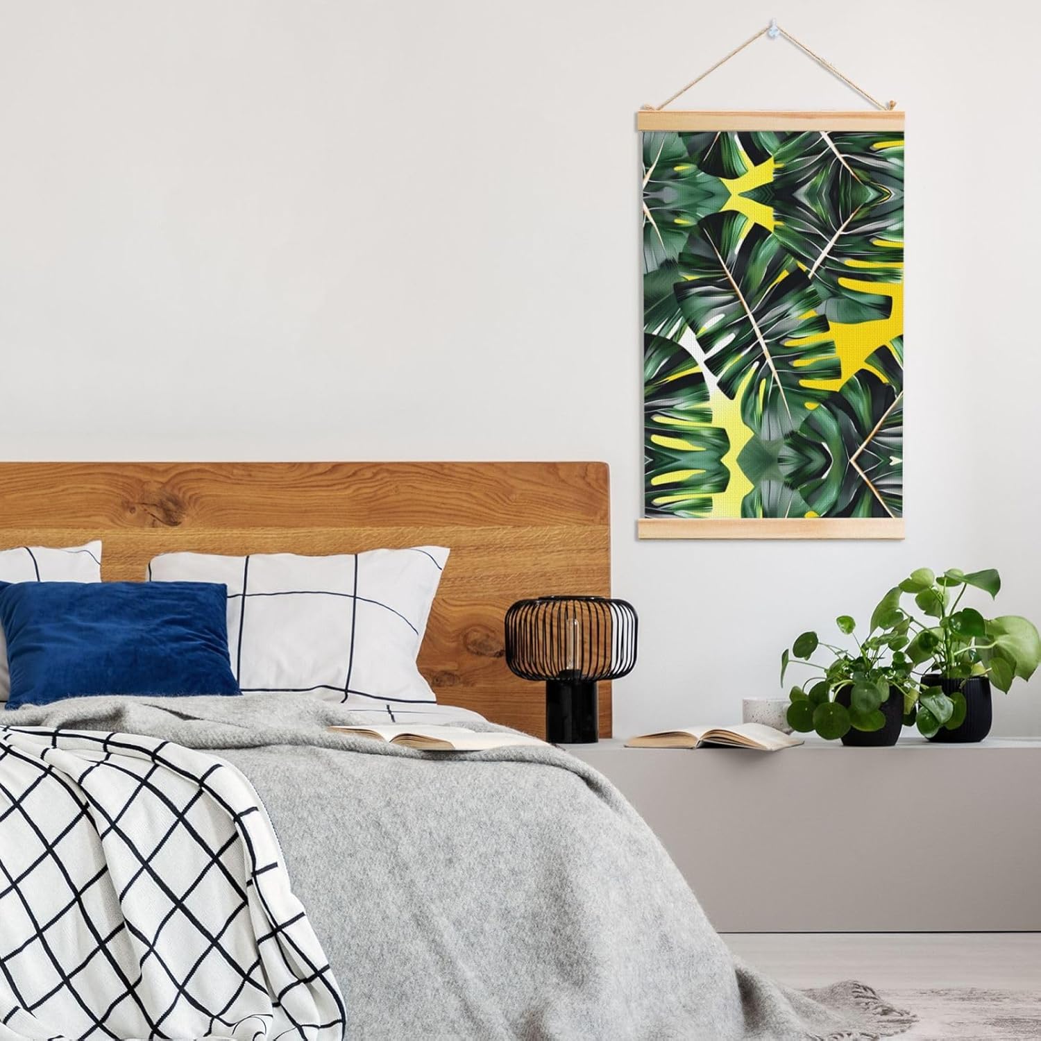 Tropical Banana Palm Leaves Print Poster Hanger,Hanging Poster, Poster Frame,Wood Poster Hanger, For Wall Hanging