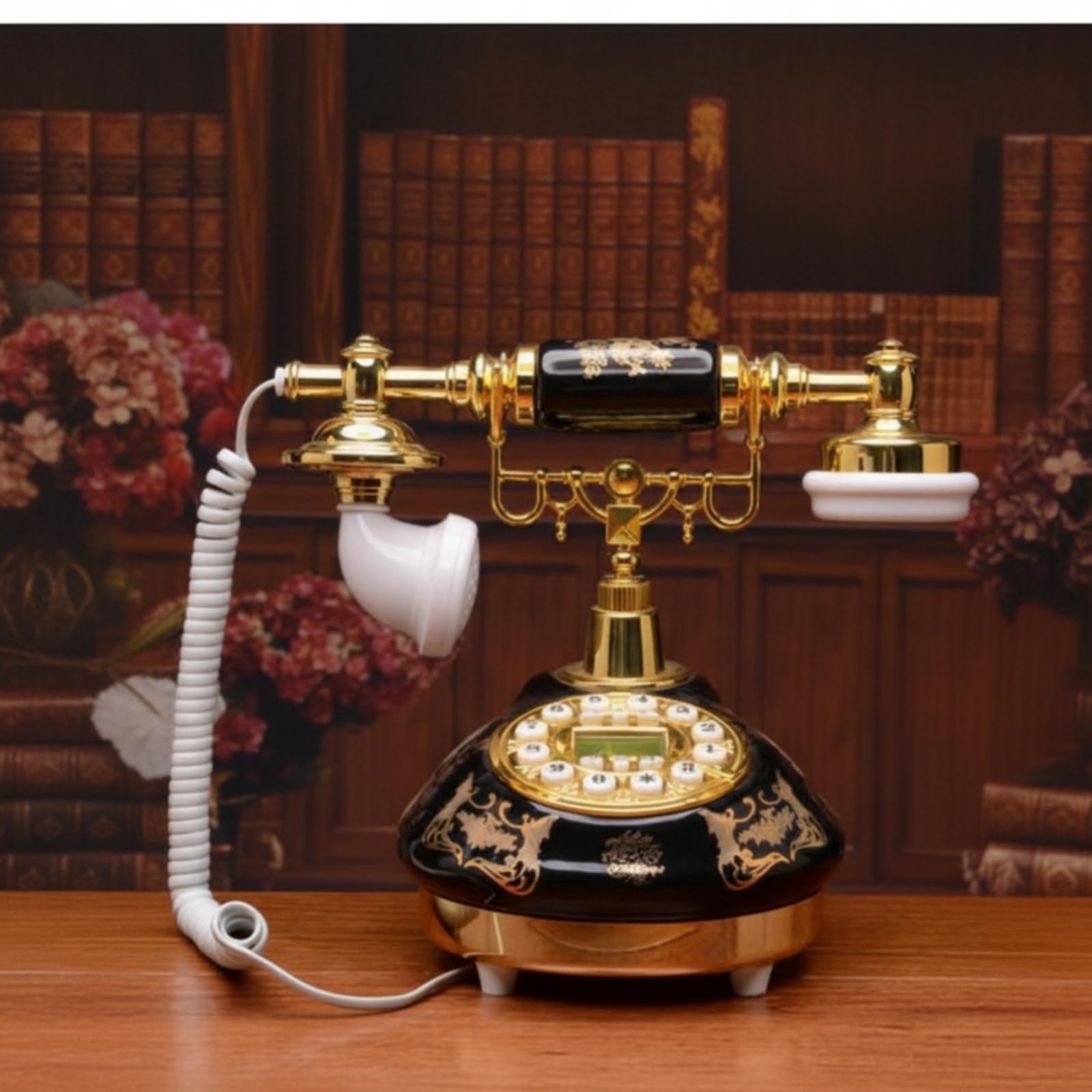 Colcolo Teléfono de Cerámica Antiguo Teléfono Retro Teléfono Fijo Teléfono Decorativo con Estética Nostálgica y Carácter de Material Cerámica y Metal Adecuado