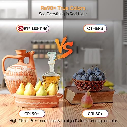 Miniatura 5 de BTF-LIGHTING FCOB COB CCT 24V Kit flexible de alta densidad 640LEDm 16.4FT RF regulable controlador ajustable CT 3000K-6000K CRI 90+ tira LED para