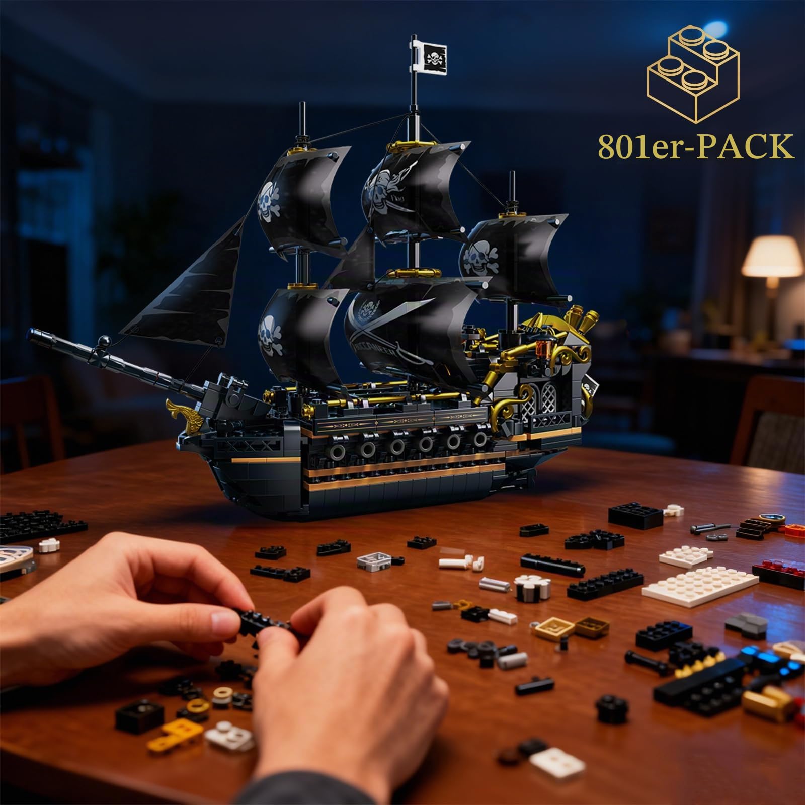 Piratenschiff Bausteine Set, 801 Teile Piraten Schiff Modell Bausatz