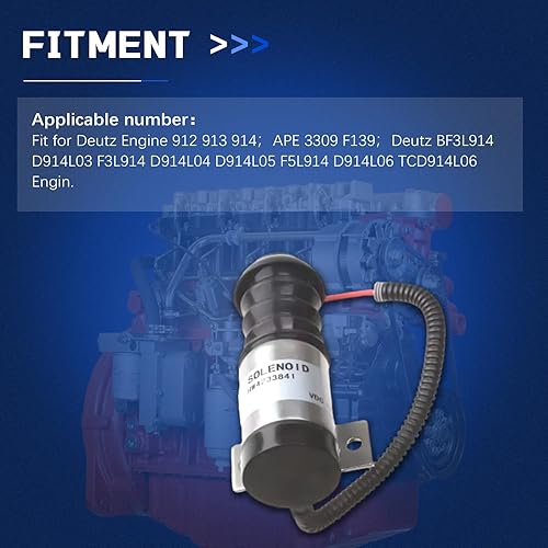 Miniatura 3 de 12 V combustible apagado solenoide 04233841 04234373 para Deutz 912 913 914 35DZS1E2 APE 3309 F139 Parada Electroválvula Excavadora Disel motor