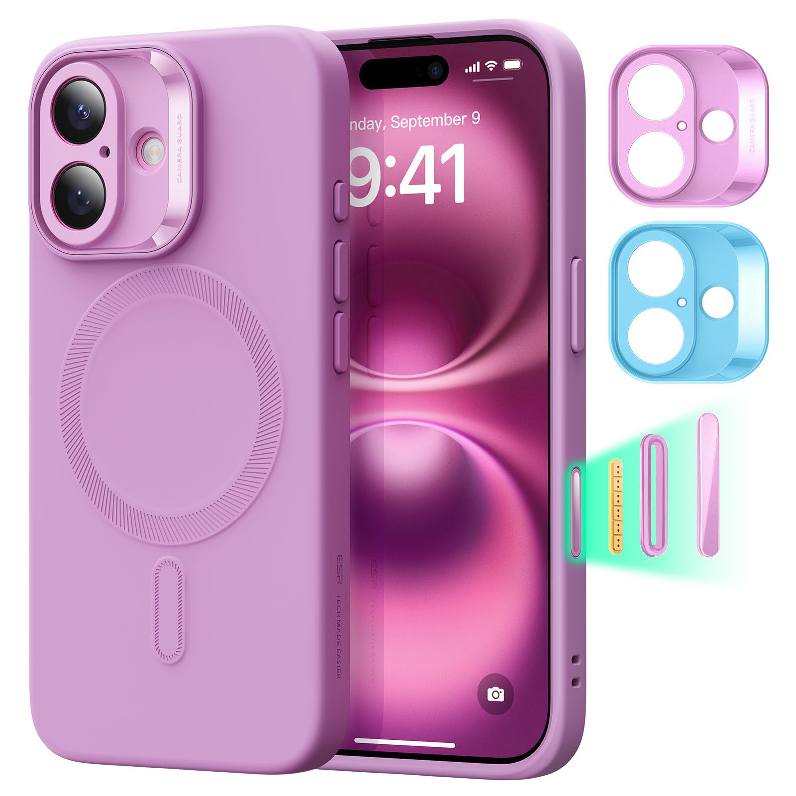 ESR for iPhone16 Plus Case with MagSafe, Supports Magnetic Charging, Smooth & Slim Silicone Case, Shockproof, Full Screen and Camera Protection, Soft