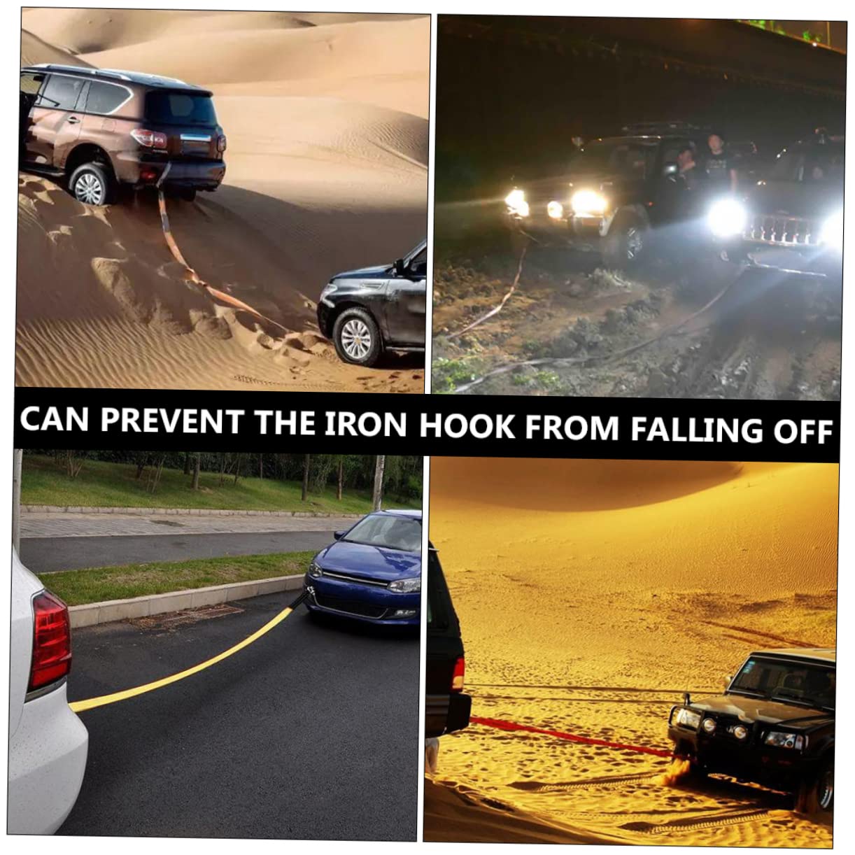 Cabilock Cuerda De Remolque Práctica para Coche Metros De Longitud Toneladas De Resistencia Doble y Material Robusto para Remolque De Emergencia Carretera o Off-Road