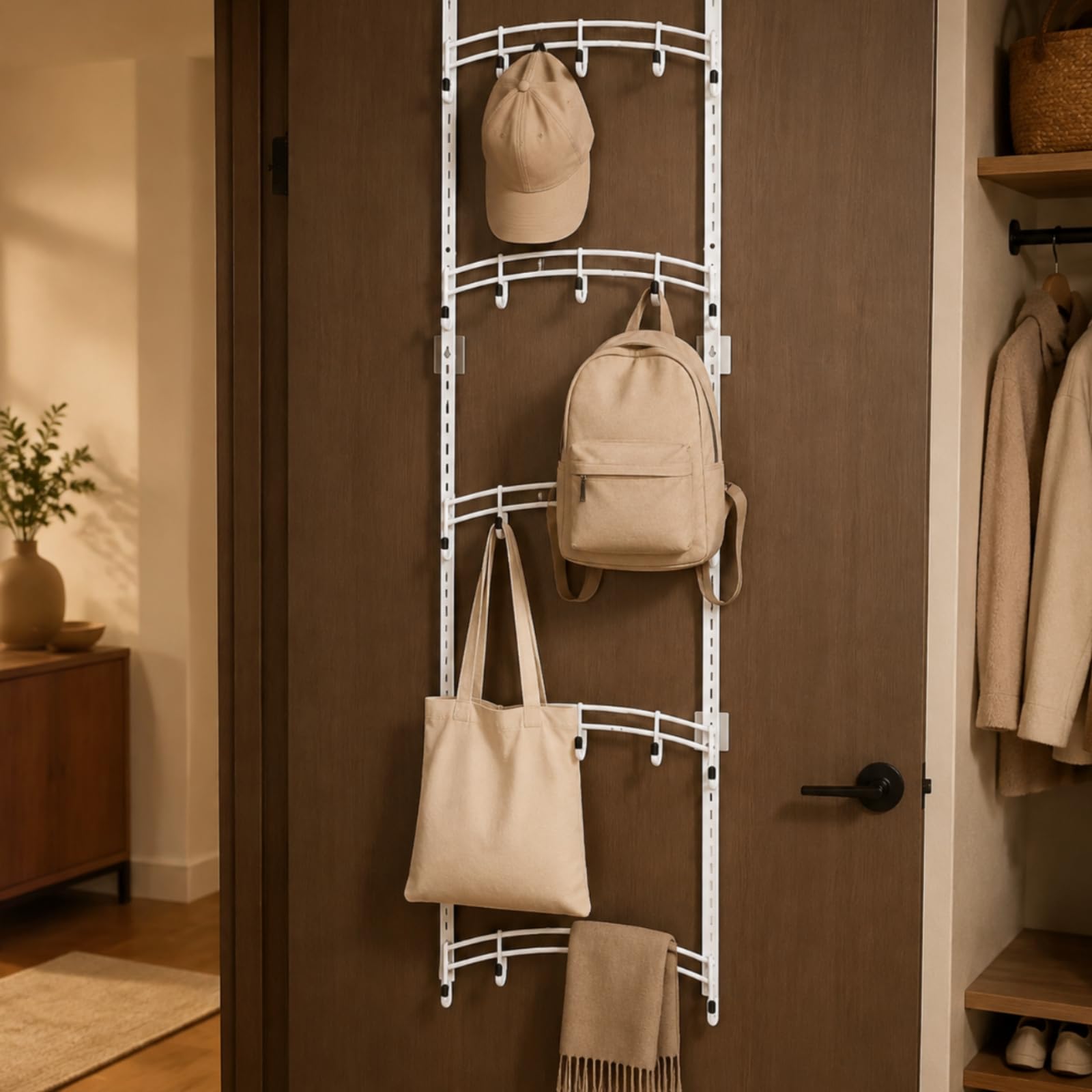 Rangement Suspendu Porte Rails à Crochs peu Encombrant Organiteur Porte à Crochs Polyvalent pr Appartement, Chambre D'étudiant,