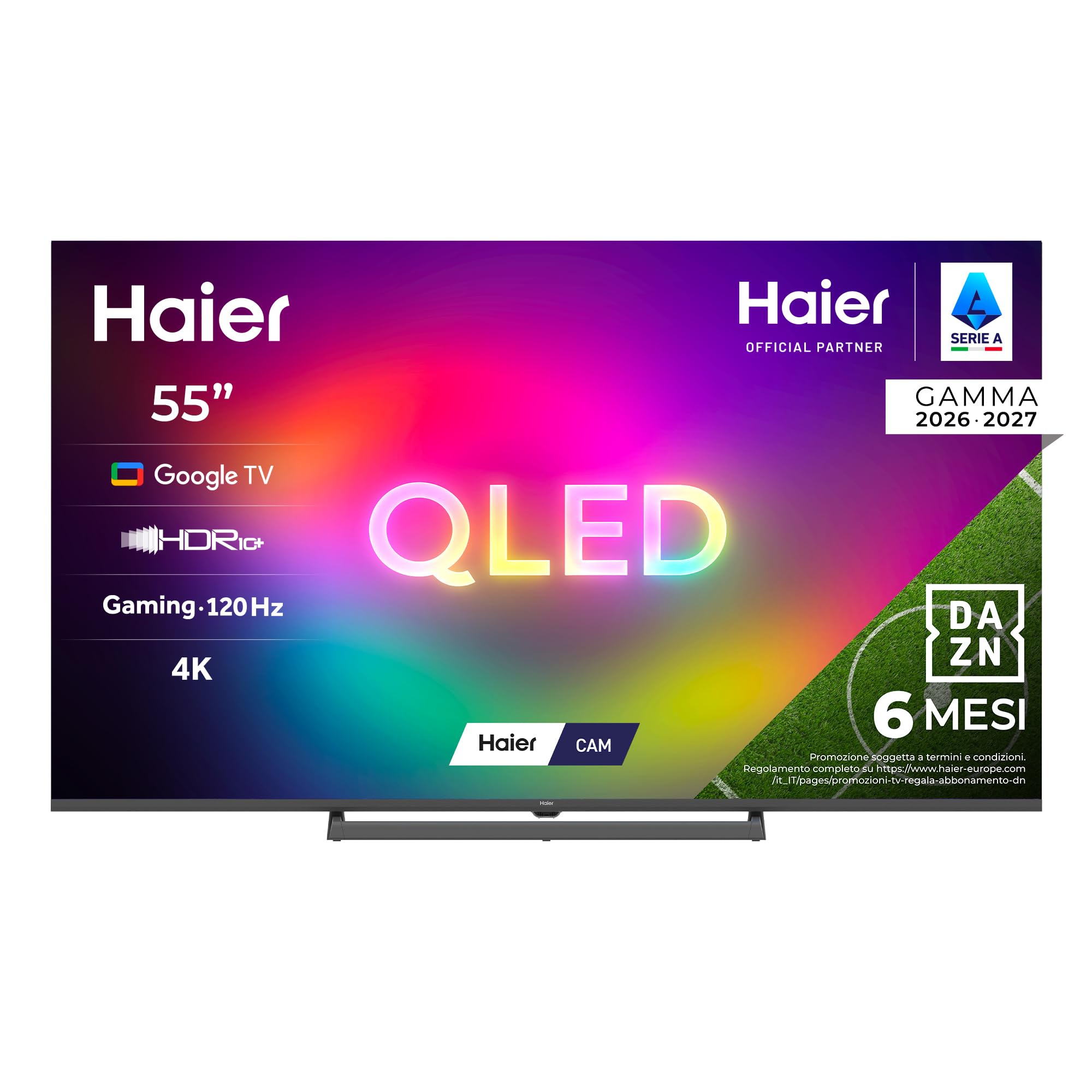 Haier H6 Smart TV QLED 55'', 4K UHD, HDR10, Google TV