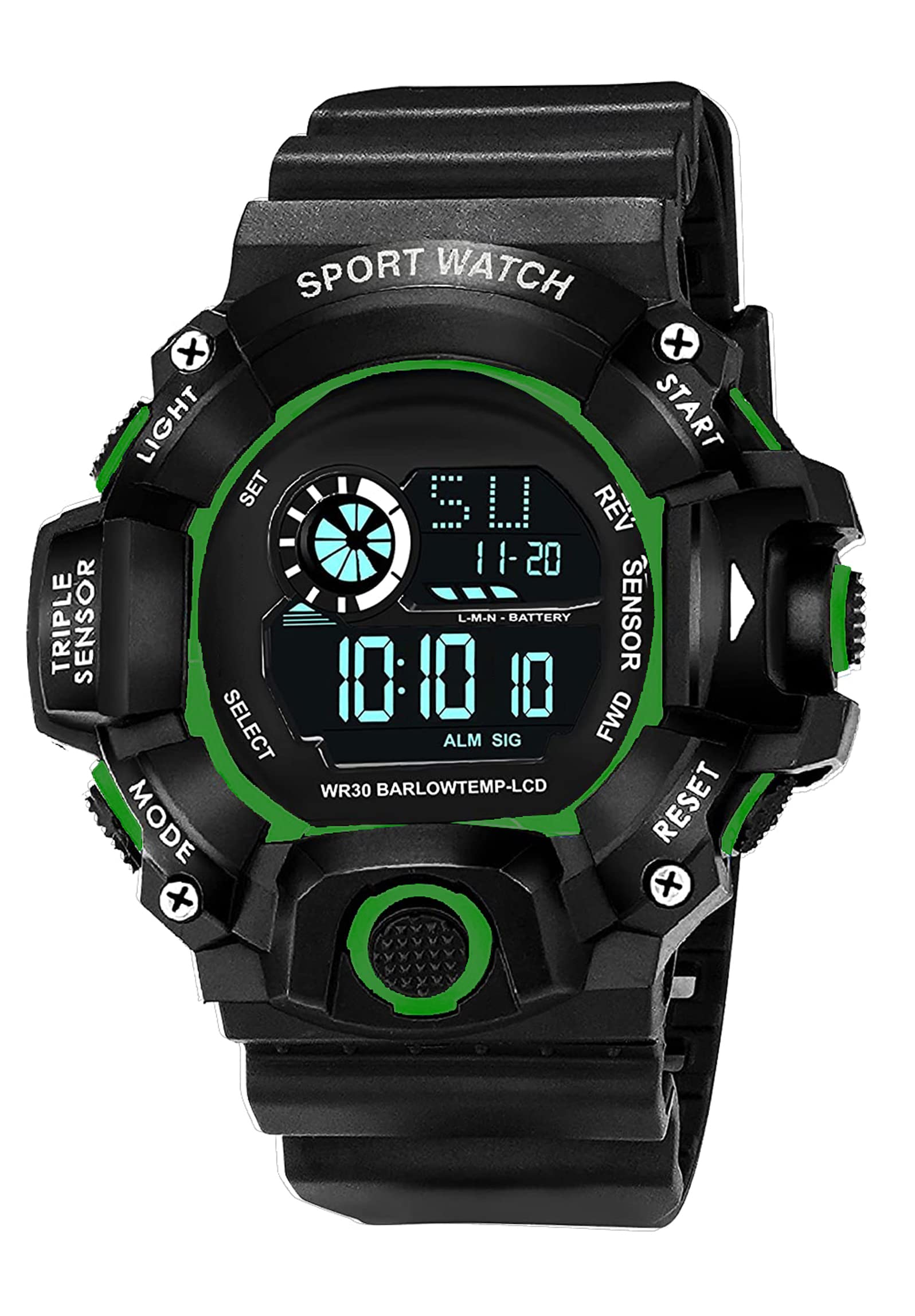 Matrix Sports Digital Watch with 6 LED Backlight & Silicone Strap (Green) (B0BB2JFS5Y) Amazon Price History, Amazon Price Tracker