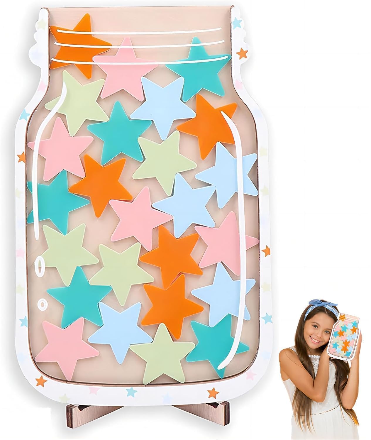 Khazna Stars Reward Jar for Kids, star Jar Reward System, Incentive Jar for Classroom, Class Chore Bulletin Board Behavior Jar Classroom Management Tool