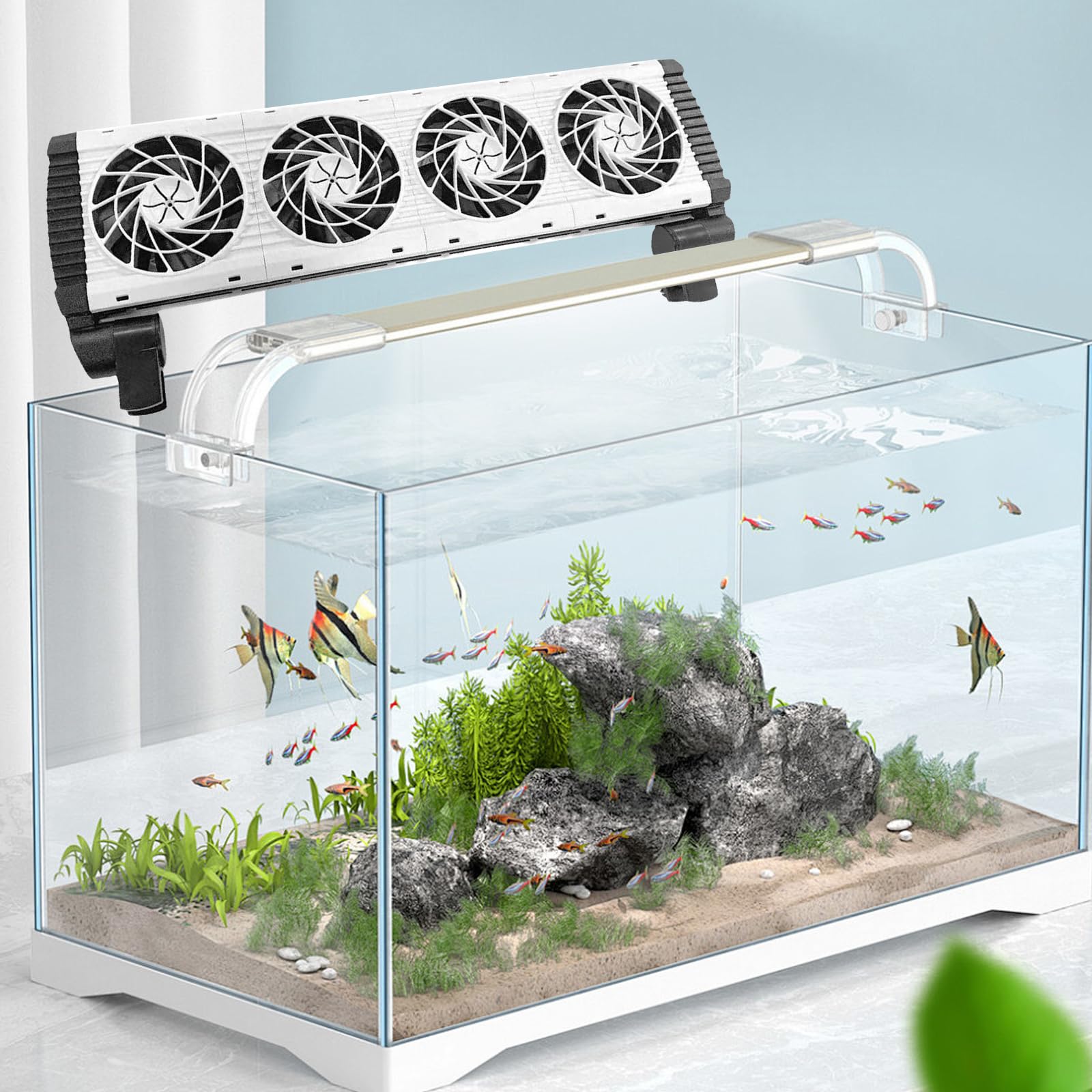 Ventilatore per Acquario, Ventola di Raffreddamento per Acquario Silenzioso Ventilatore a Clip con Timer e velocità Regolabile Raffreddatore d'Acqua per Terrari Salata o Case di (4 Ventola)