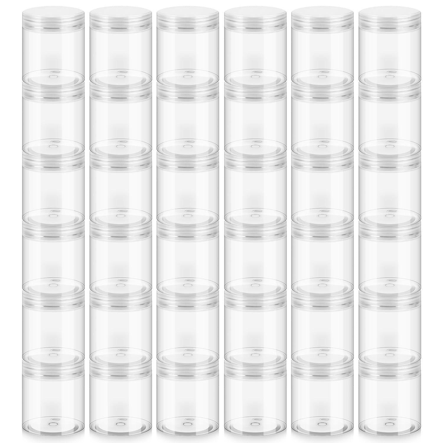 Loretoy 36 Pack 8oz Household Plastic Jars with Lids, BPA Free, Reusable, Refillable Transparent Cosmetic Containers for Bath Salts, Cosmetics,