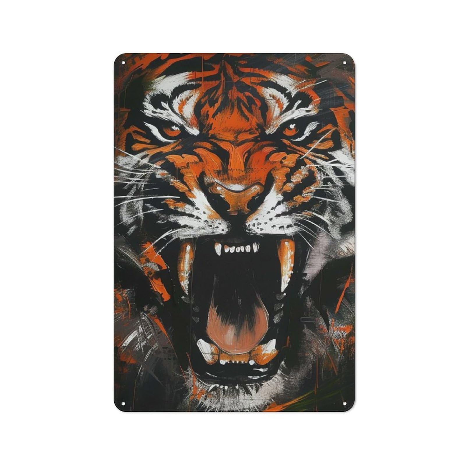 Junmoney Tiger Roar Painting Printed Metal Sign 30X20cm For Kitchen Or Home Bar, For Kitchen Decor Lovers, For Retro Home Interiors