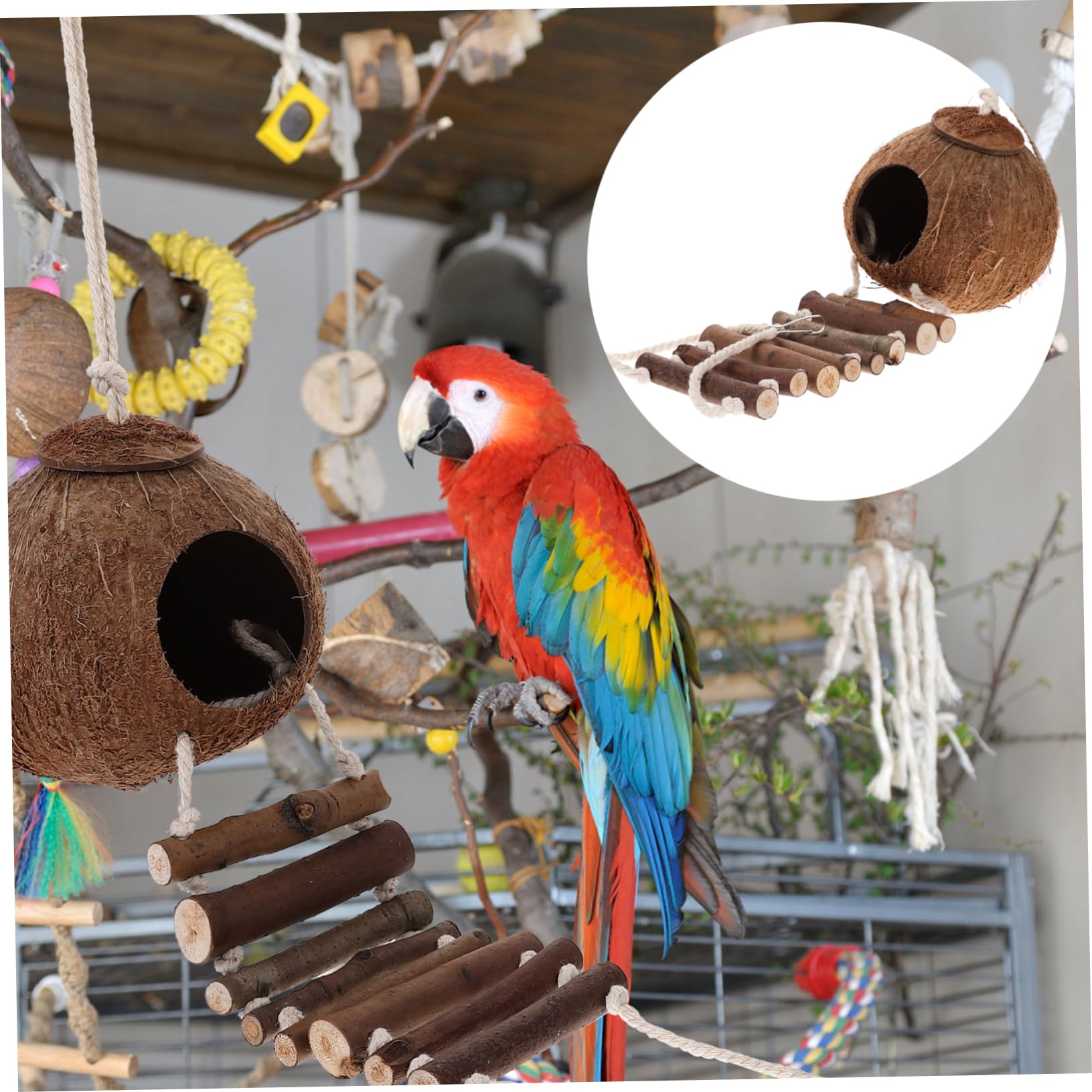 Toyvian Einsiedlerkrebs Versteckhaus mit Leiter Braunes Muschel Design Praktisches Terrarium Zubehör für Reptilien und Pet’s Habitat