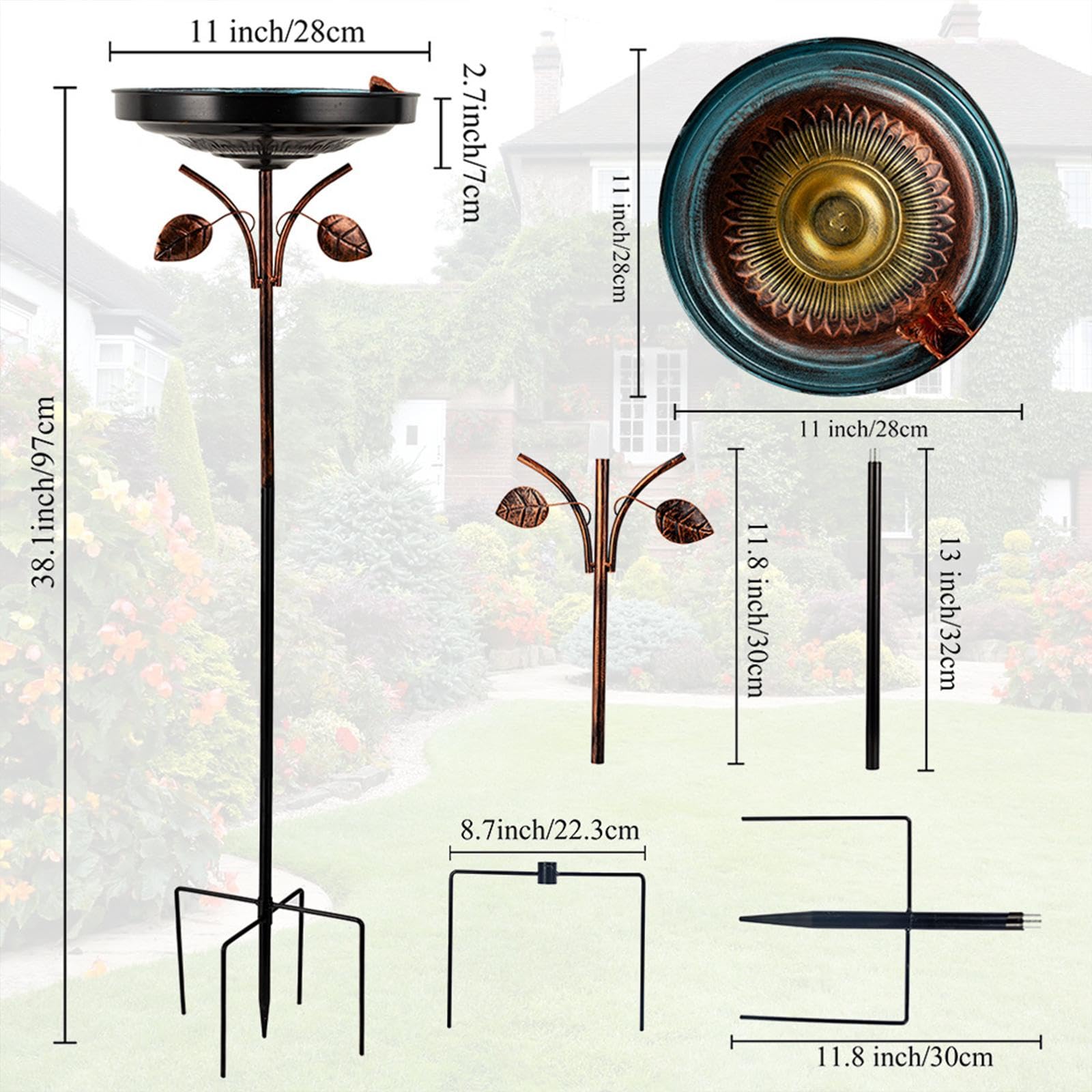 Vaschetta per Uccelli da Giardino, Base a 5 Punte, Multiuso, Design, Accessori da Giardino, Mangiatoia per Uccelli da Esterno,