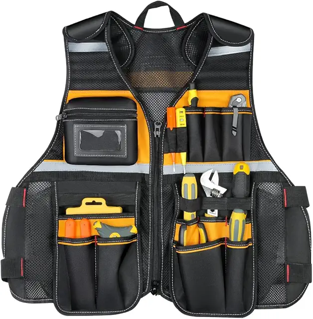Gilet de travail multipoches réfléchissant WINHUNT pour électricien et charpentier