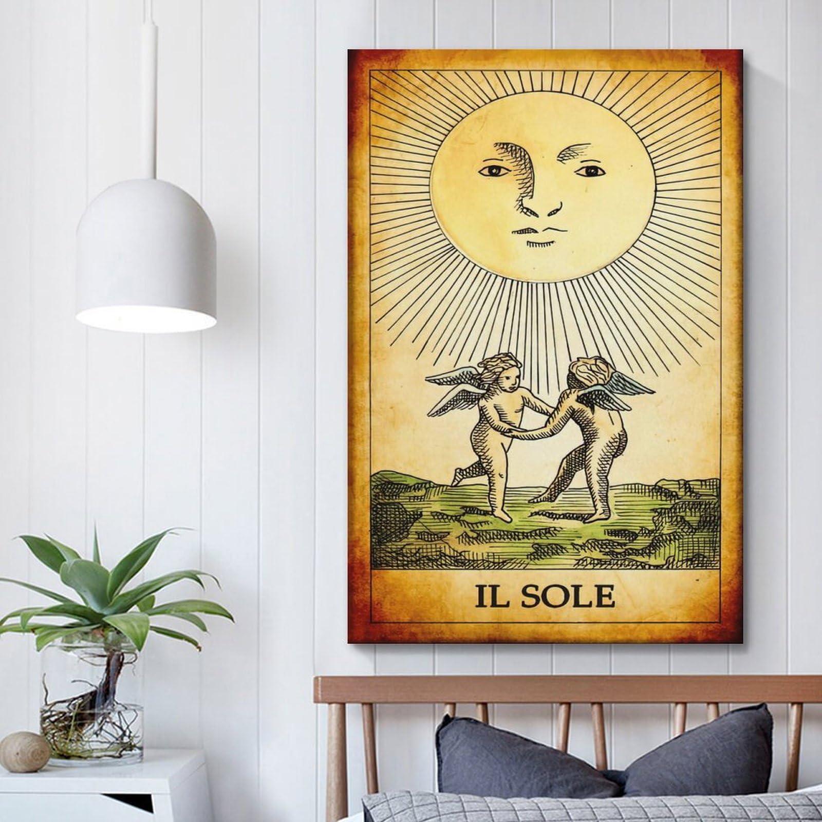 Acquista Stile boemia poster nero il sole luna carta dei tarocchi tela pittura astratta moderna immagini a parete soggiorno bagno decorazioni per la casa in Italia a partire da 0.7
