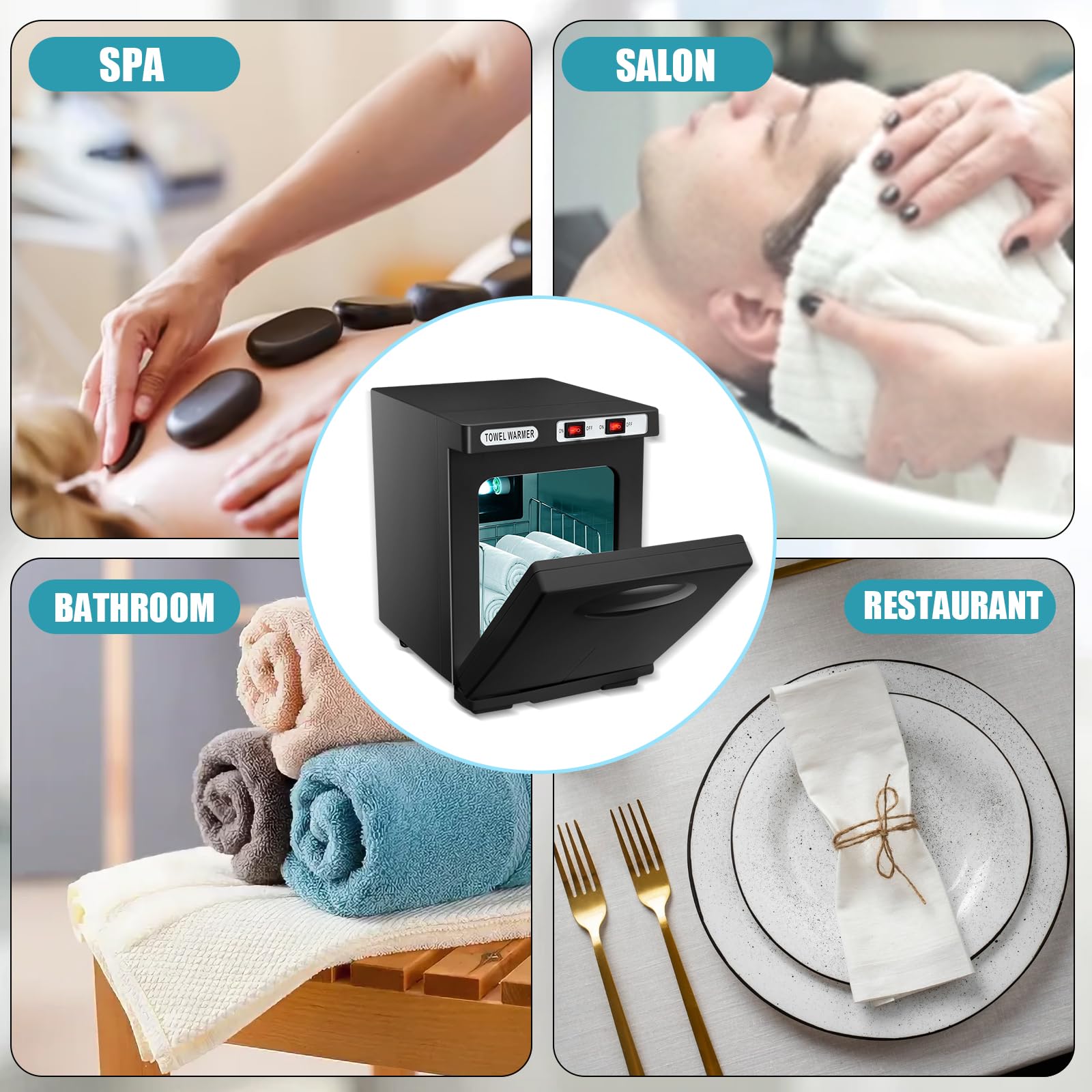 Scaldasalviette Sterilizzatore 5L Armadio di disinfezione UV per Asciugamani, 176°F Armadio per Asciugamani Caldi per Salone di Parrucchiere Bagno Bellezza Ufficio Casa Palestra (Black)