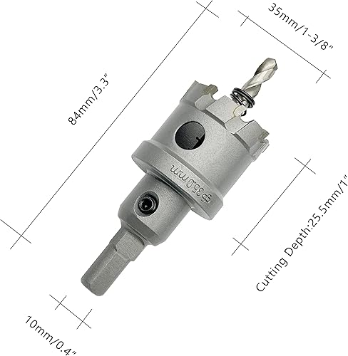 Miniatura 3 de Sierra perforadora de dientes de carburo de tungsteno (cortador de agujeros) LU&MN Heavy Duty para acero inoxidable, 1-38", 1.378 in