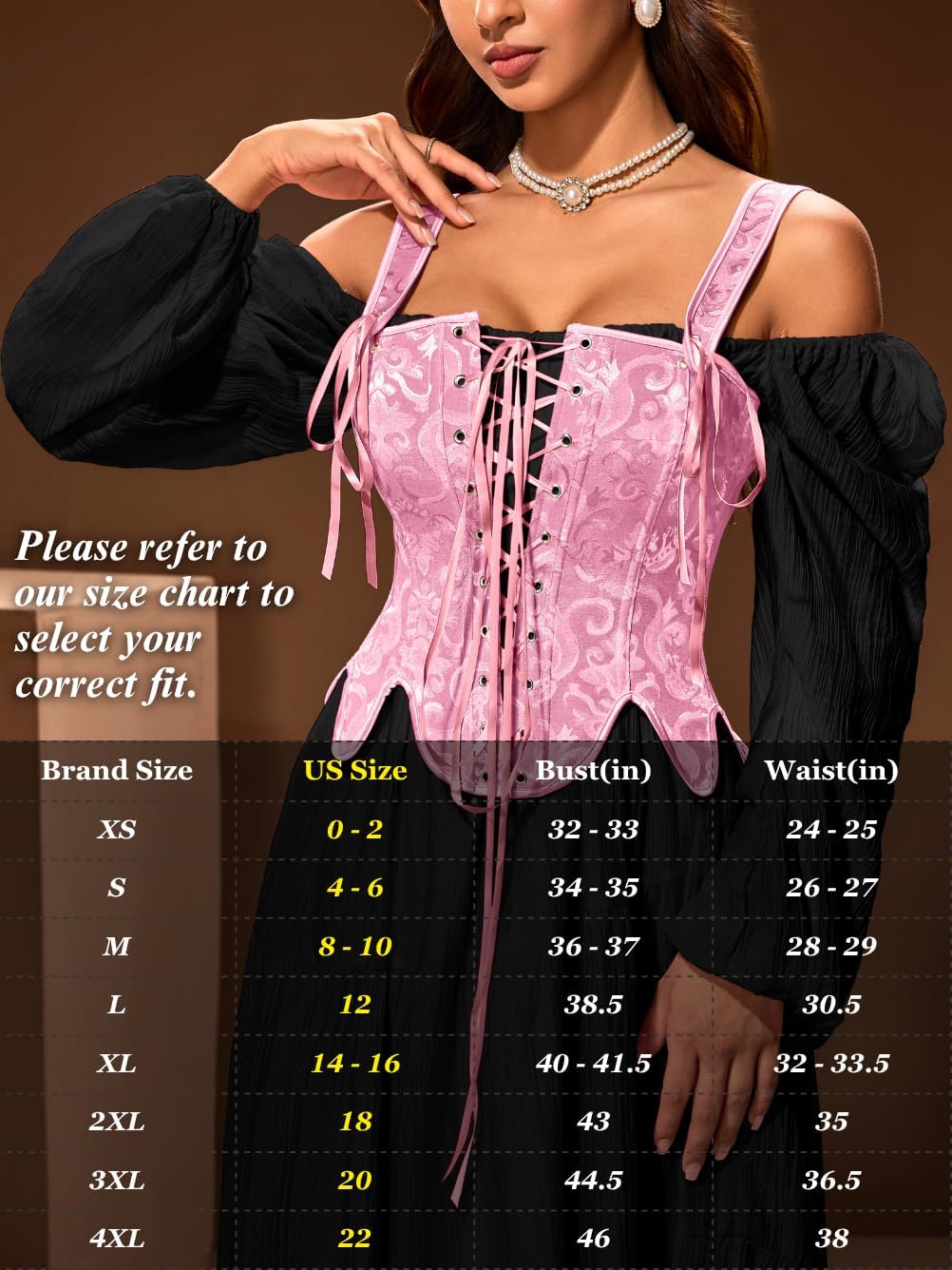 Renaissance Fairy Corset, Vintage Jacquard Floral Lace Up Shapewear Bustier for Women 0-22 - Image 6