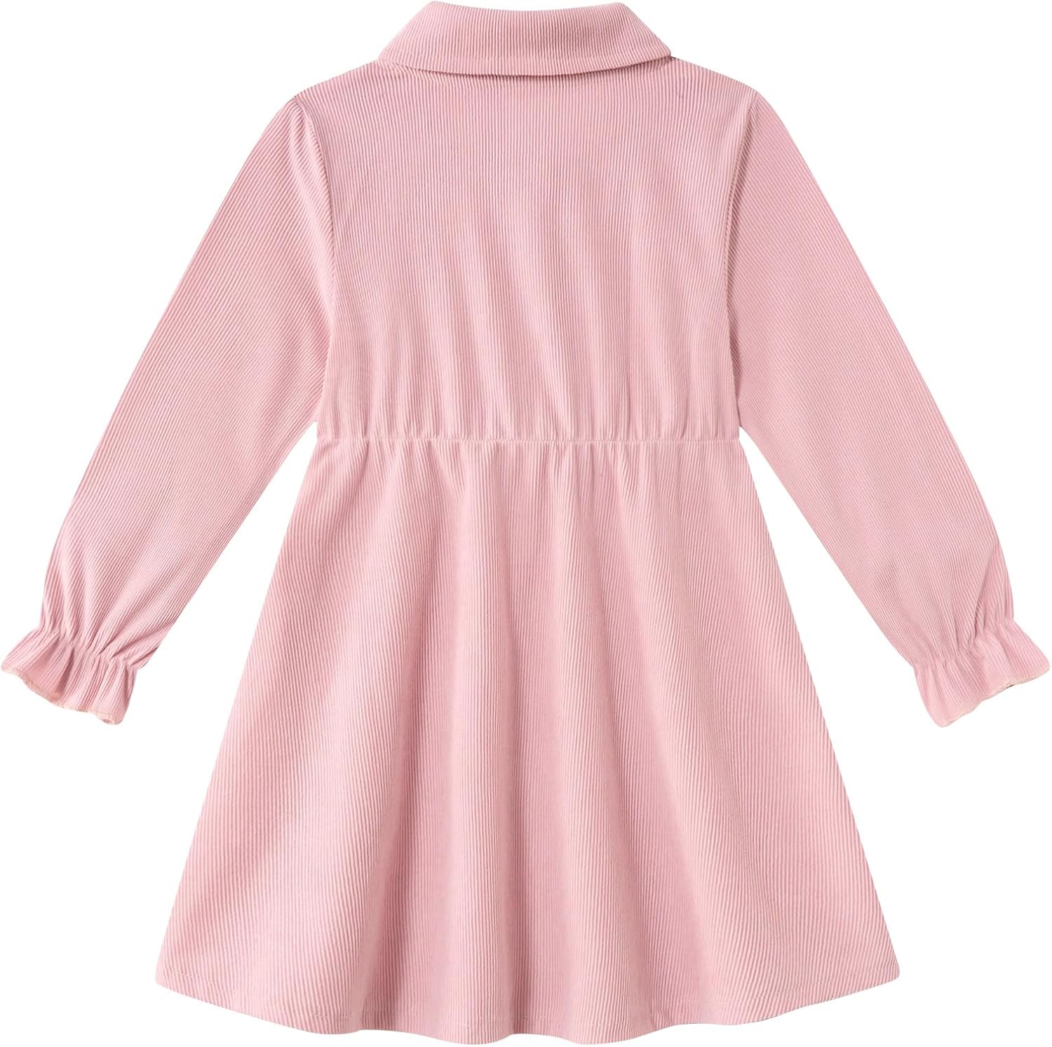 Vieille Toddler Long Sleeve Dress Girl Ruffle Fall Dress Kids Solid Casual Outfits 2-6T - Image 4