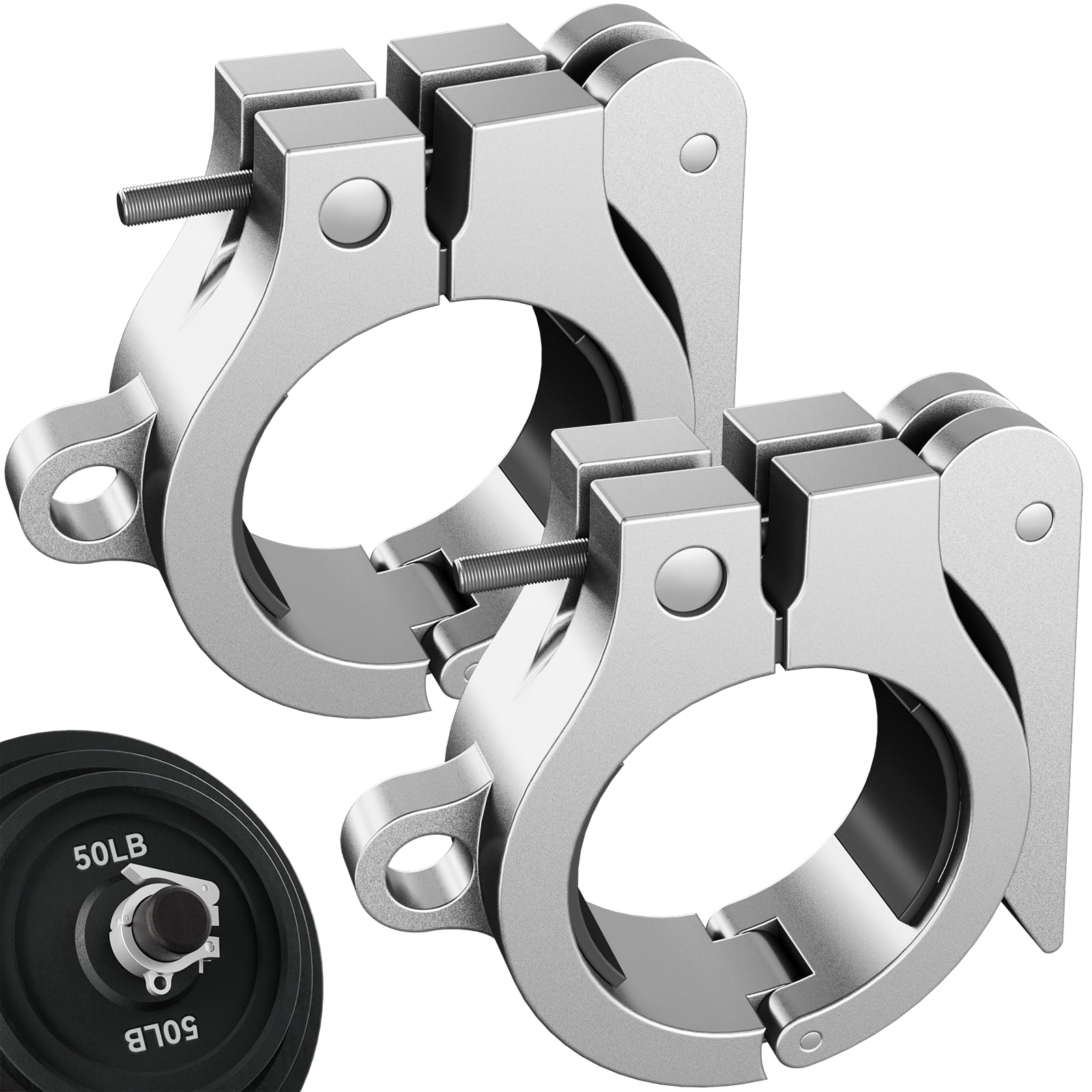 Abrazaderas de aluminio para barra de liberación rápida, 2 en 1, para gimnasio en casa, collar de barra olímpica, par de clips de peso de bloqueo para barra de 2 pulgadas, accesorio versátil
