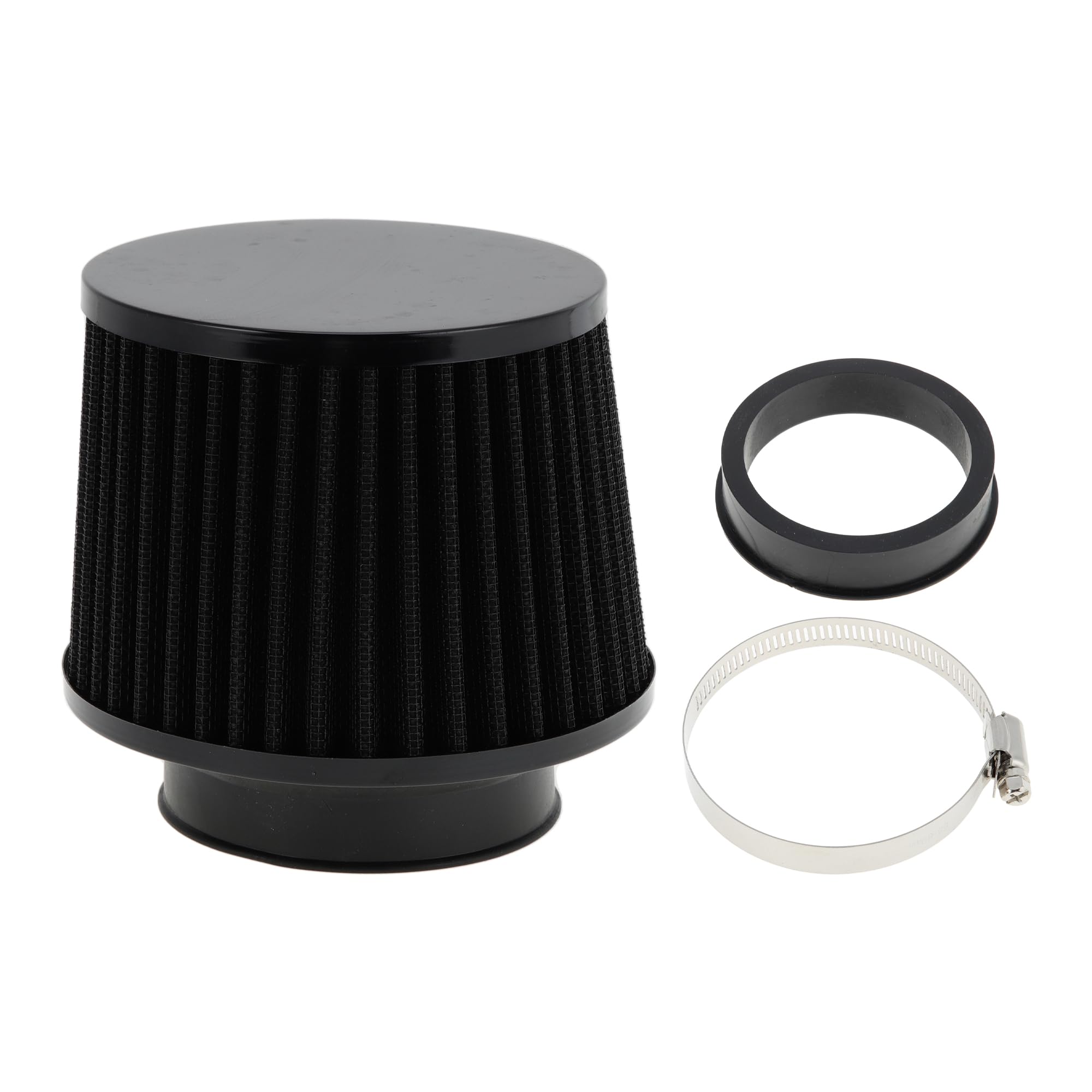 TUCKBOLD Engine Air Filter 76mm/63mm High Flow Cylinder Clamp-On Cold Air Intake Filter Closed-Top Cool Air Filter Cleaner 1 Clamp, 1 Adapter Black for Car
