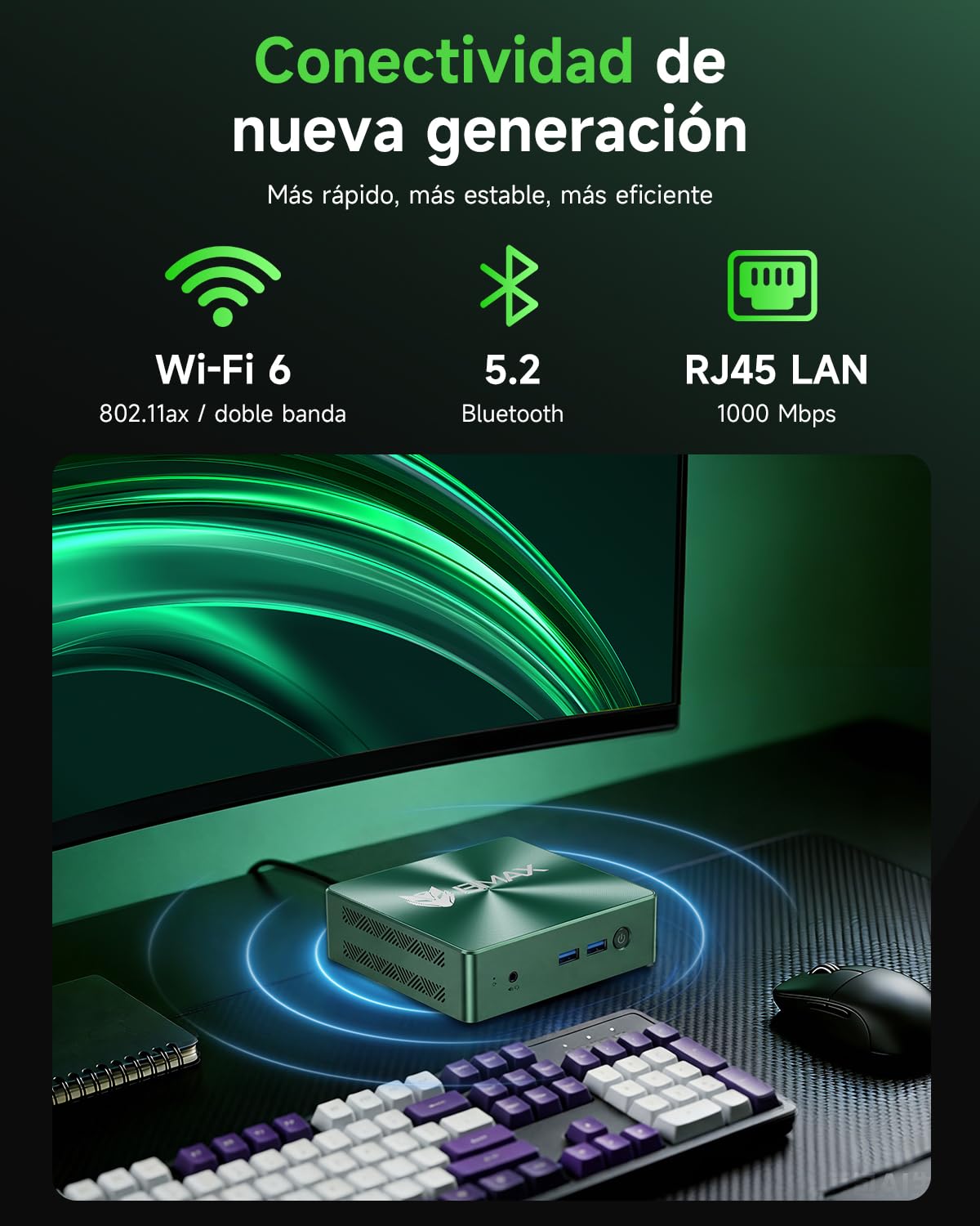 BMAX B6Turbo Mini PC Win 11 Pro Intel Core i5-8257U 16GB RAM DDR4 512GB SSD Doble 4K HDMI DP WiFi 6 BT 5.0 USB 3.2