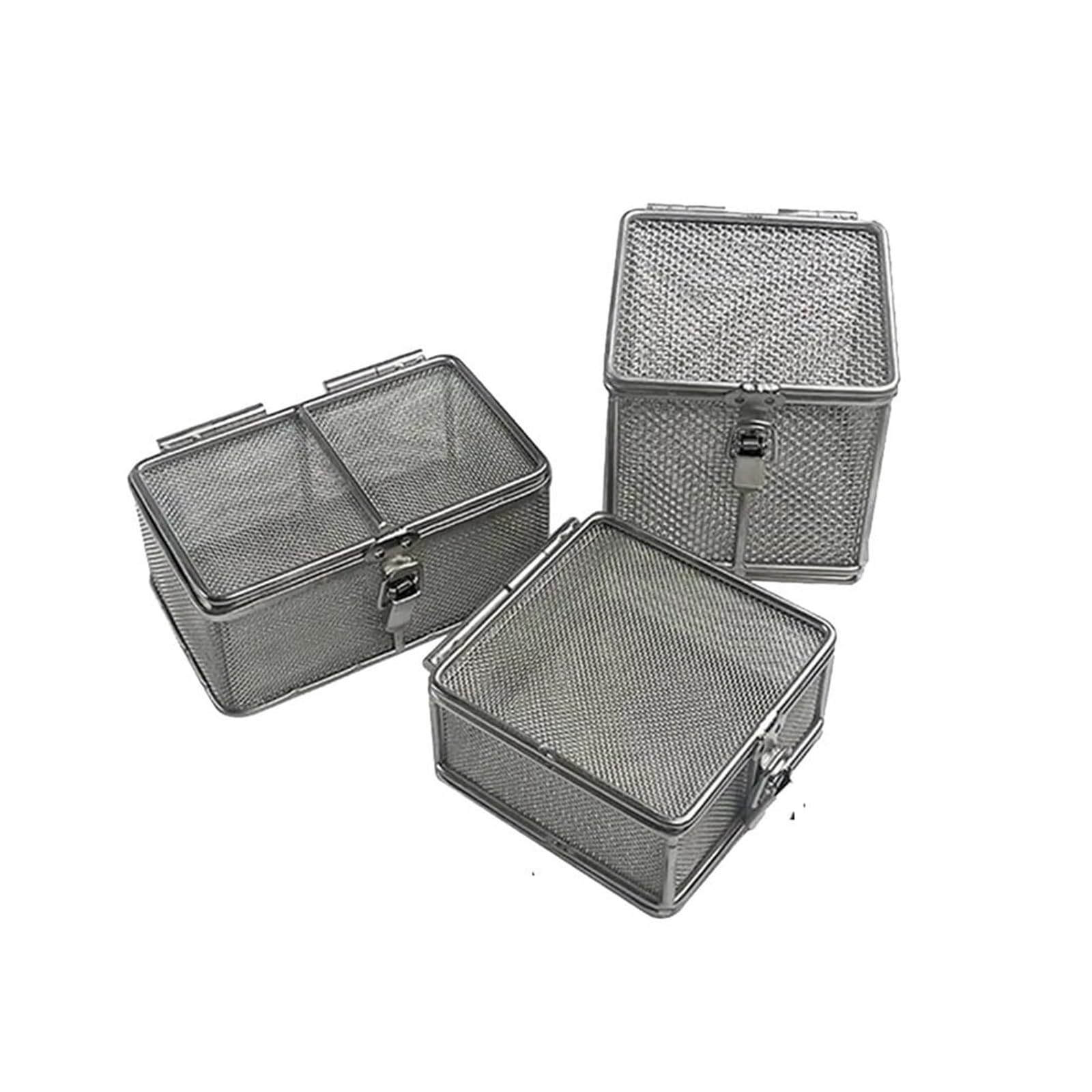 Cestello in rete di acciaio inox con coperchio – Contenitore per lavaggio e sterilizzazione di strumenti chirurgici | 20*15*5cm