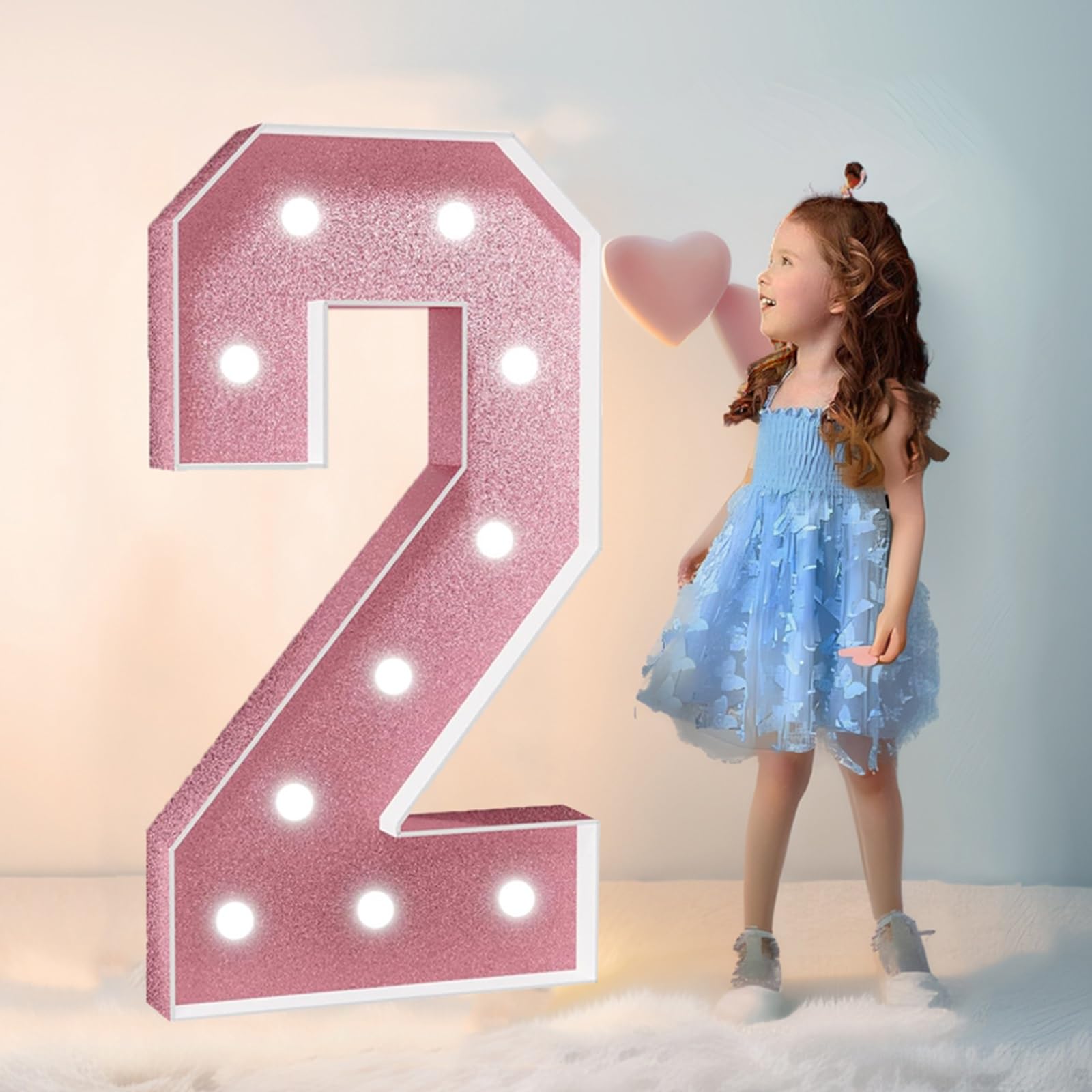 Tashace Marquee Light Up Numbers for 1st 16th 21st Birthday Decorations 10th Anniversary Party Decor Large Numbers DIY Pre-Cut Foam Board Kit Mosaic Numbers(Number 2,120cm/4FT) — image 1
