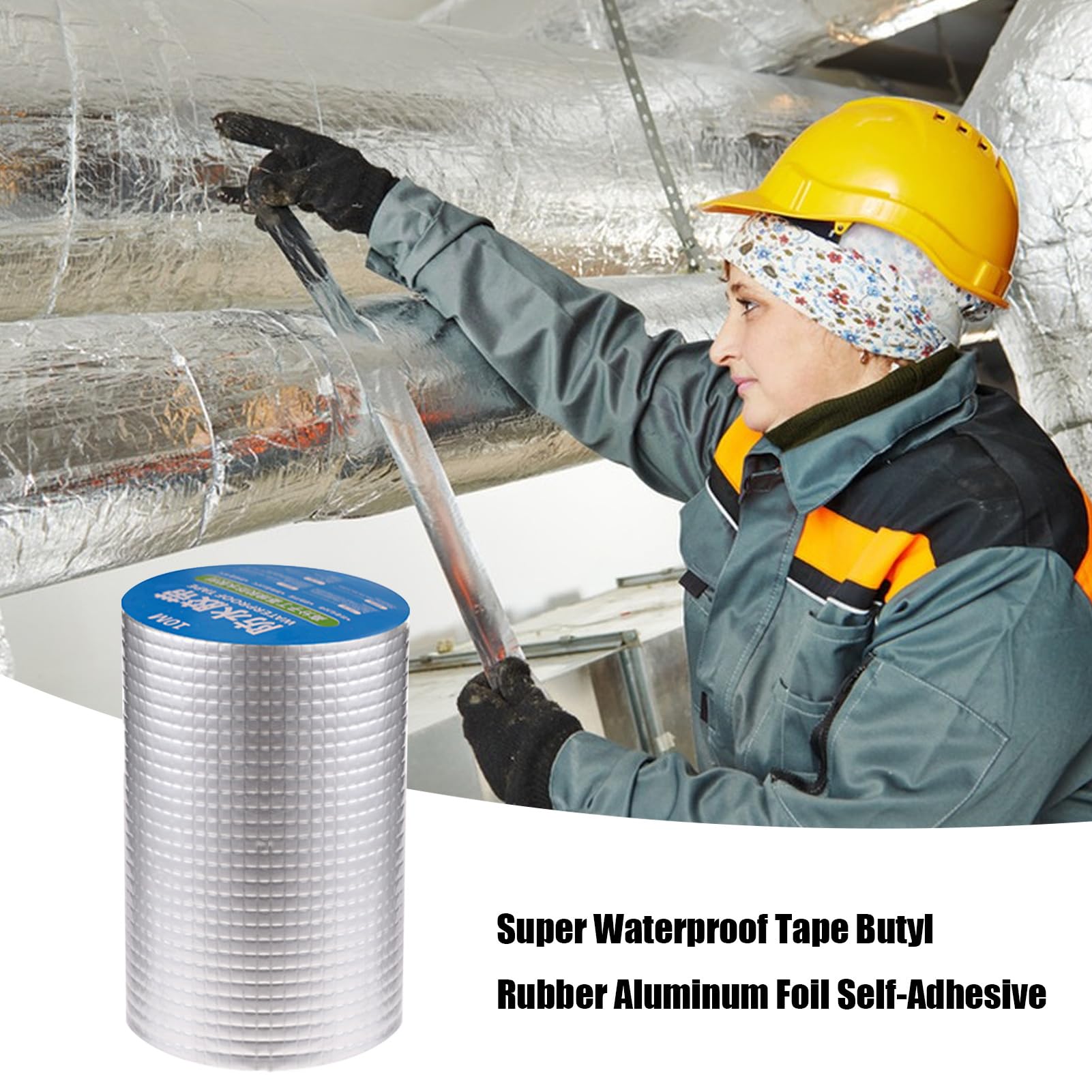 gooch Cinta de barrera de vapor, cinta de fontanería para fugas, cinta de sellado de butilo con fuerte adhesión, autoadhesiva, lámina de aluminio para reparación de autocaravanas, ventanas, silicona