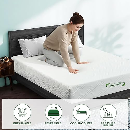 Miniatura 5 de Colchón tamaño Queen ecológico, fresco para sueño y alivio de presión, colchón reversible de firmeza media, certificado CertiPUR-US en una caja,