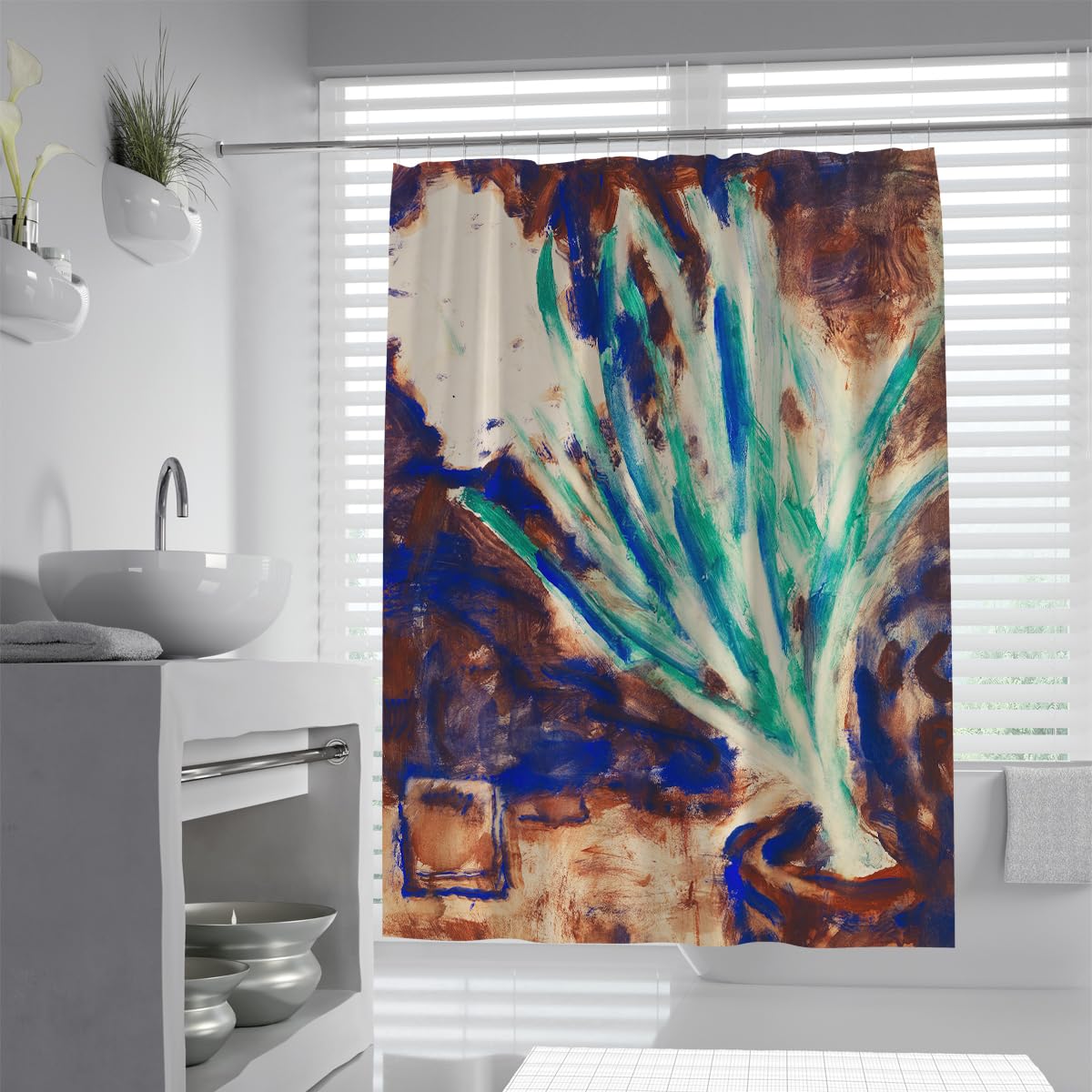 Weißer Hyazinthen-Duschvorhang Vintagebotanische Kunst Berühmte Gemälde Drucke Badevorhang für Familienbadezimmerdekoration Wasserdichter Stoff 180 x 220 cm