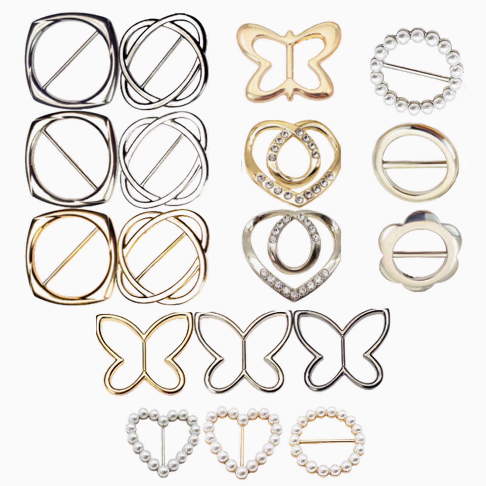 18Pcs Scarf Ring Clip For Women, T-Shirt Ties Clips, Clothes Corner Holder, Fashion Metal Round Circle Buckle, Shirt Accessories (No Tie Included)