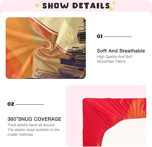 Miniatura 5 de Fitted Crib Sheets Vintage Sun Over A City Baby Crib Sheets for Boy & Girl Toddler Mattress Sheets 21216402