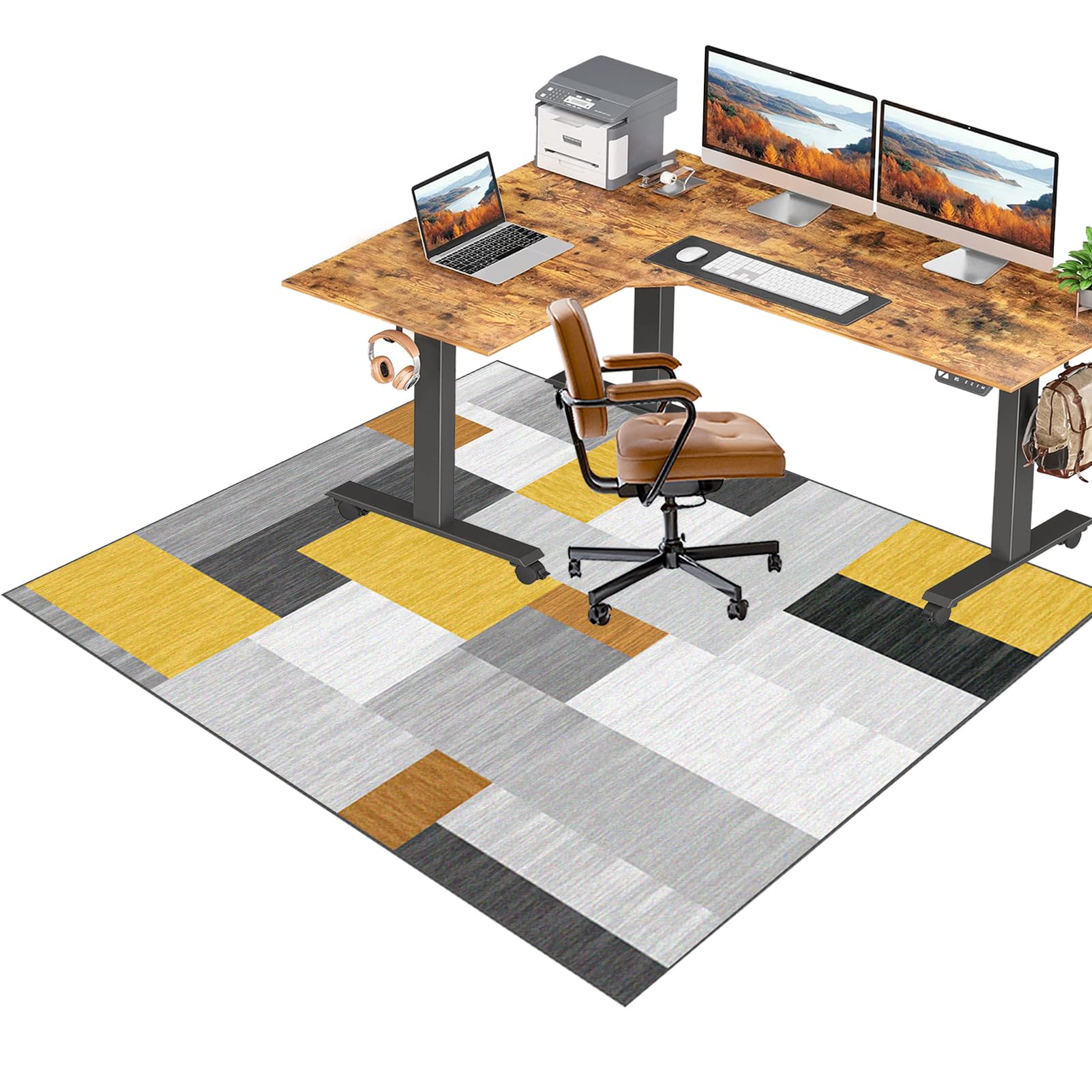 RxiBeFuw Office Chair Mat for Carpet Floor 160 x 180 cm, Gaming Chair Mat, Non-slip Carpet Protector Chair Mat, Rectangular Floor Protectors for Chairs, Carpet Floor Protection, Computer Chair Mat