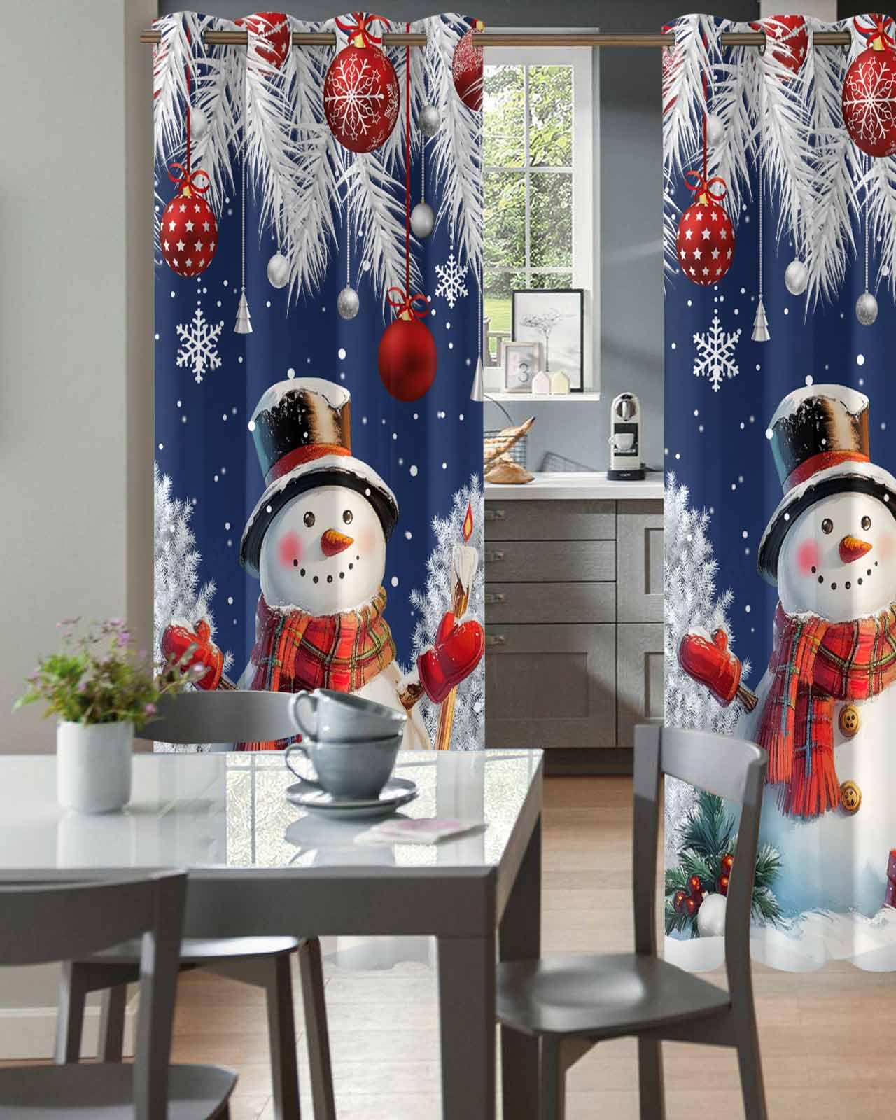 BOSIJOY Yoga Mat Towel,Christmas Winter Snowman Pine Non Slip Sweat Absorbent Hot Yoga Towels with Corner Pockets,Xmas Tree Ball Snowflake on Blue Soft Microfiber Towel for Pilates Bikram 70