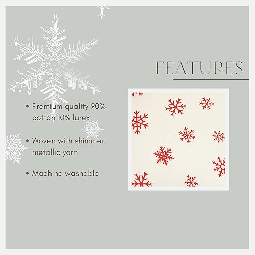 Miniatura 6 de PurpleEssences Juego de 2 fundas de almohada rojas de copo de nieve de Navidad de 18 x 18 pulgadas  Fundas de cojín decorativas de algodón lúrex con