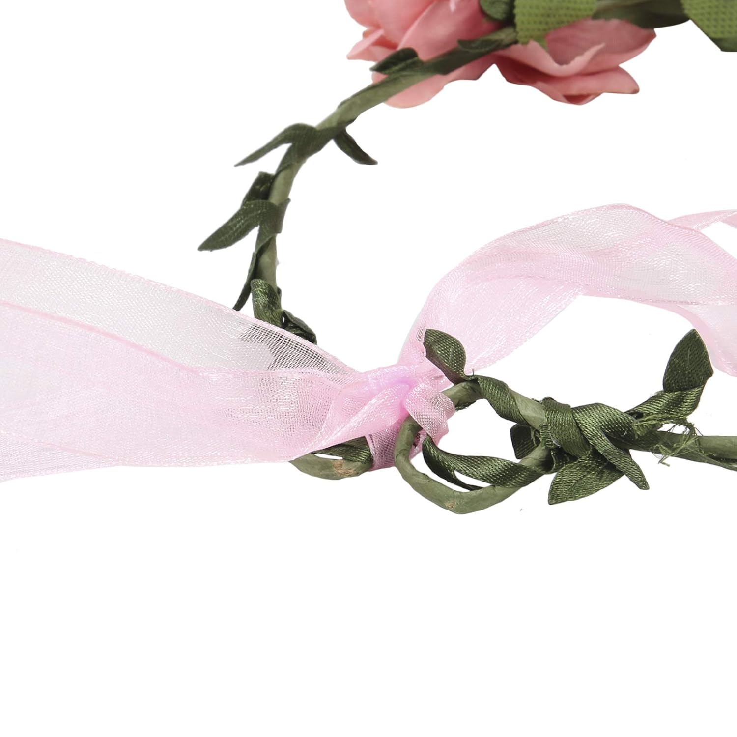 FirstCos Adjustable Rose Flower Crown for Women Girls Headbands Romantic Hair Wreath Halo Floral Garland Headpiece Wedding Birthday Party Maternity Photoshoot Props (Rose) - Image 5
