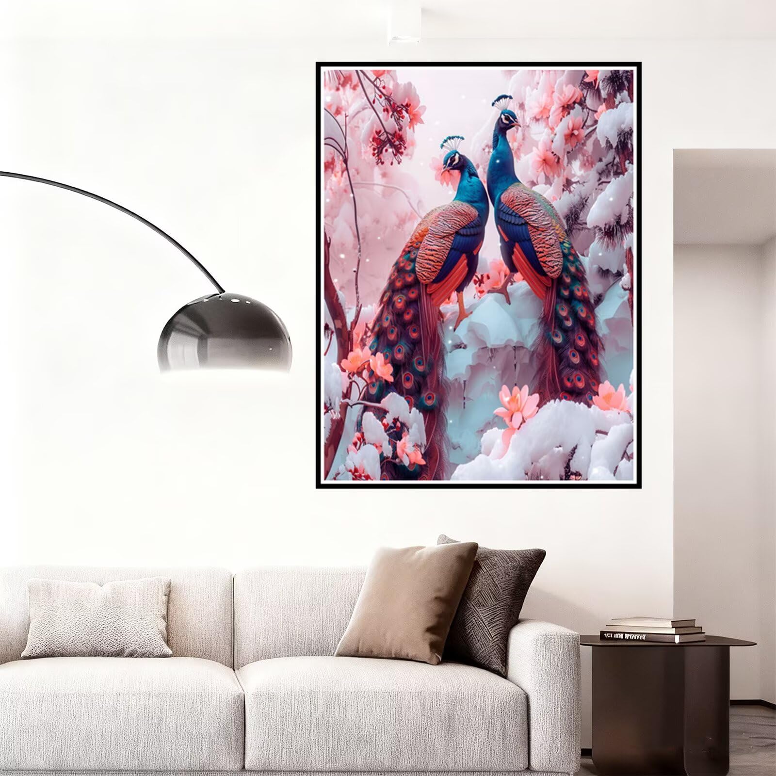Diamentowe malowanie paw diamentowe, 5D diamentowe rysunki DIY dorośli kryształowy obraz diamentowy ścieg krzyżykowy prezent dla kobiet, dekoracja domu 100x150cm Plum Bossom Z1-128