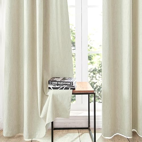 Miniatura 8 de Cortinas opacas de lino natural de 84 pulgadas de largo para sala de estar y dormitorio, cortinas rústicas completamente aisladas térmicamente con